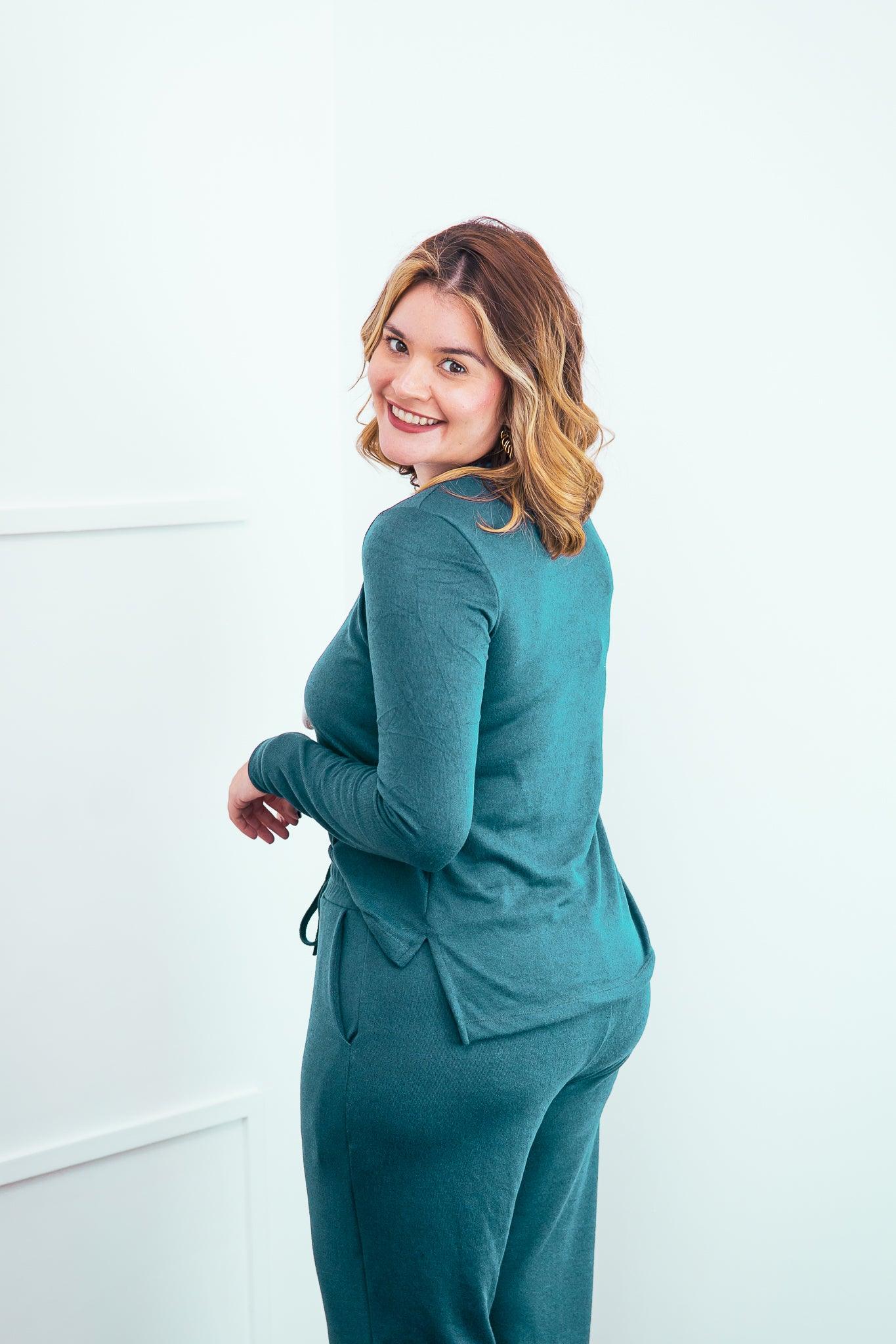 Blusa Paula - Gola V de Manga Longa Lãzinha - Bazar Online