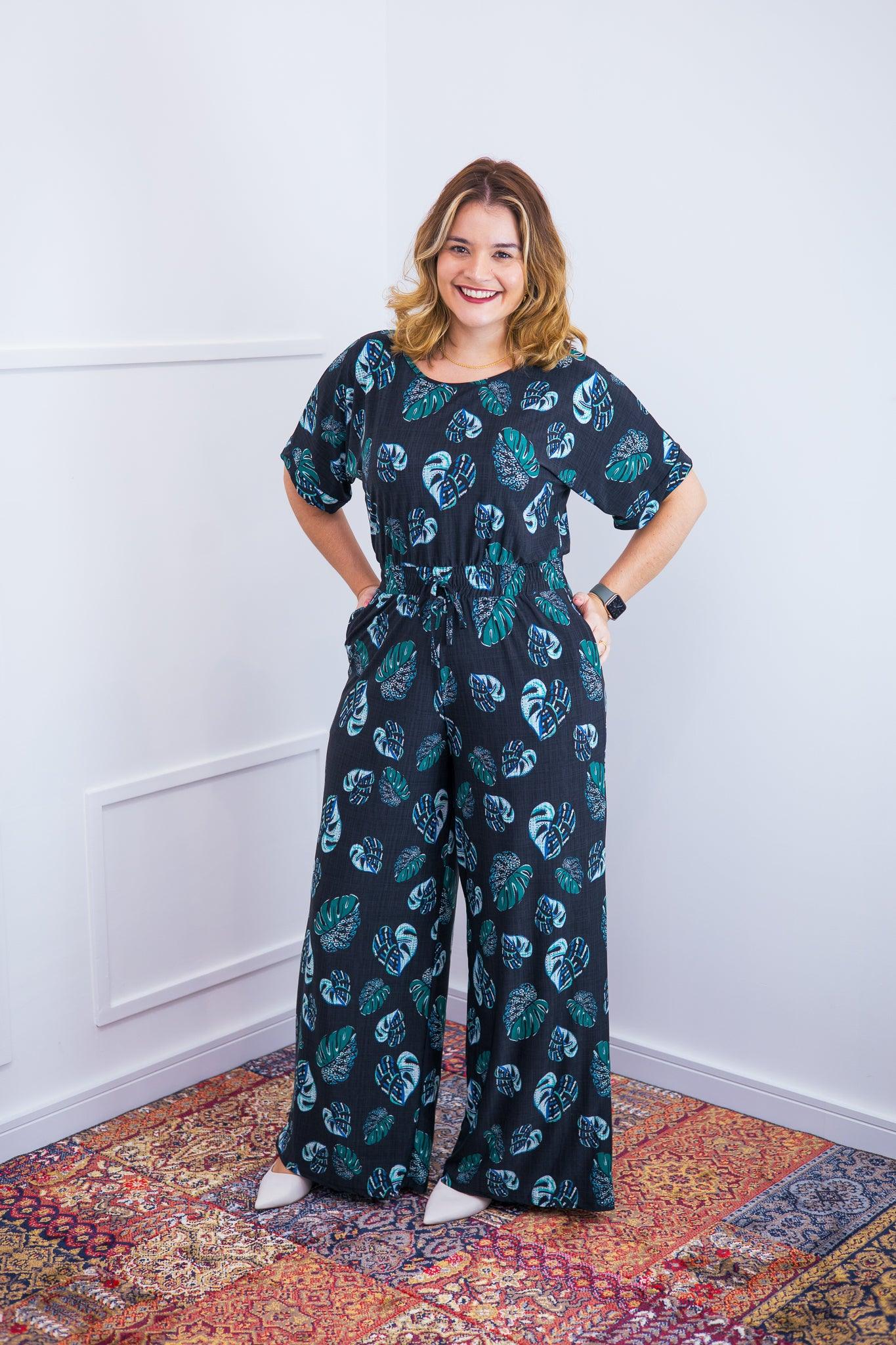 Macacão Isadora - Manga Japonesa com Calça Pantalona - Bazar Online