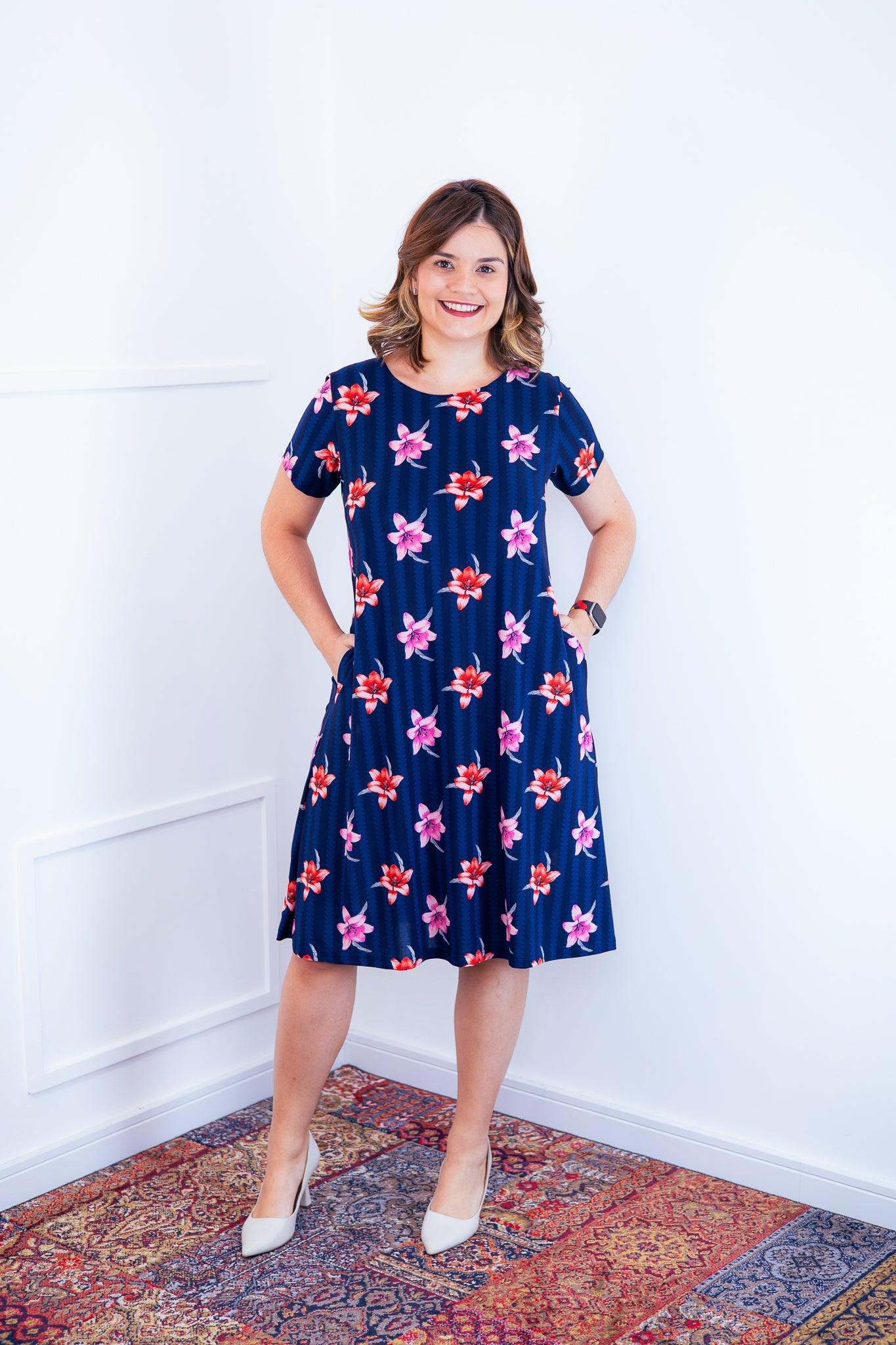 Vestido Sara - Malha Confort Midi com Manga - Bazar Online