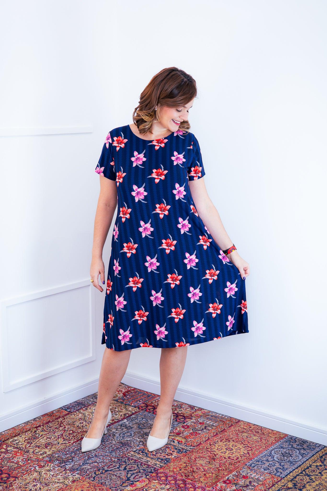 Vestido Sara - Malha Confort Midi com Manga - Bazar Online