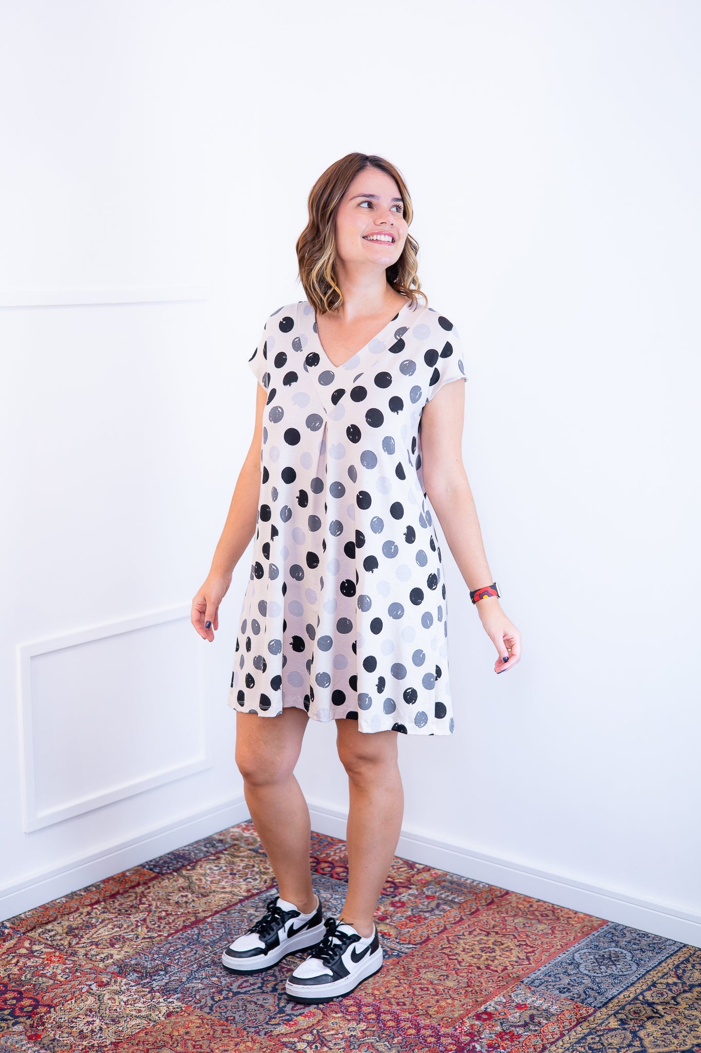 Vestido Laura - Evasê Decote V em Viscolycra - Bazar Online