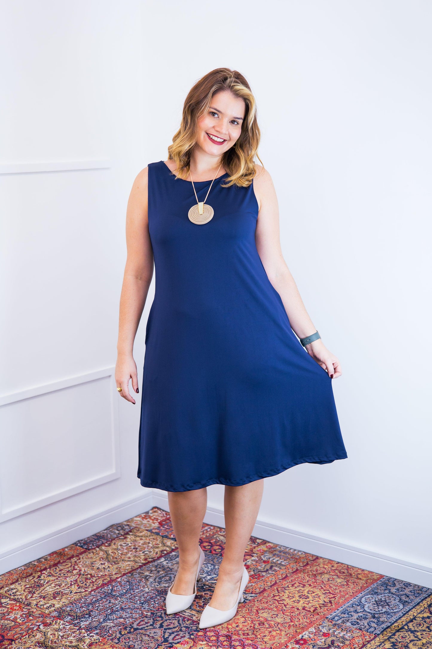 Vestido Sofia - Malha Confort Regata Midi - Bazar Online