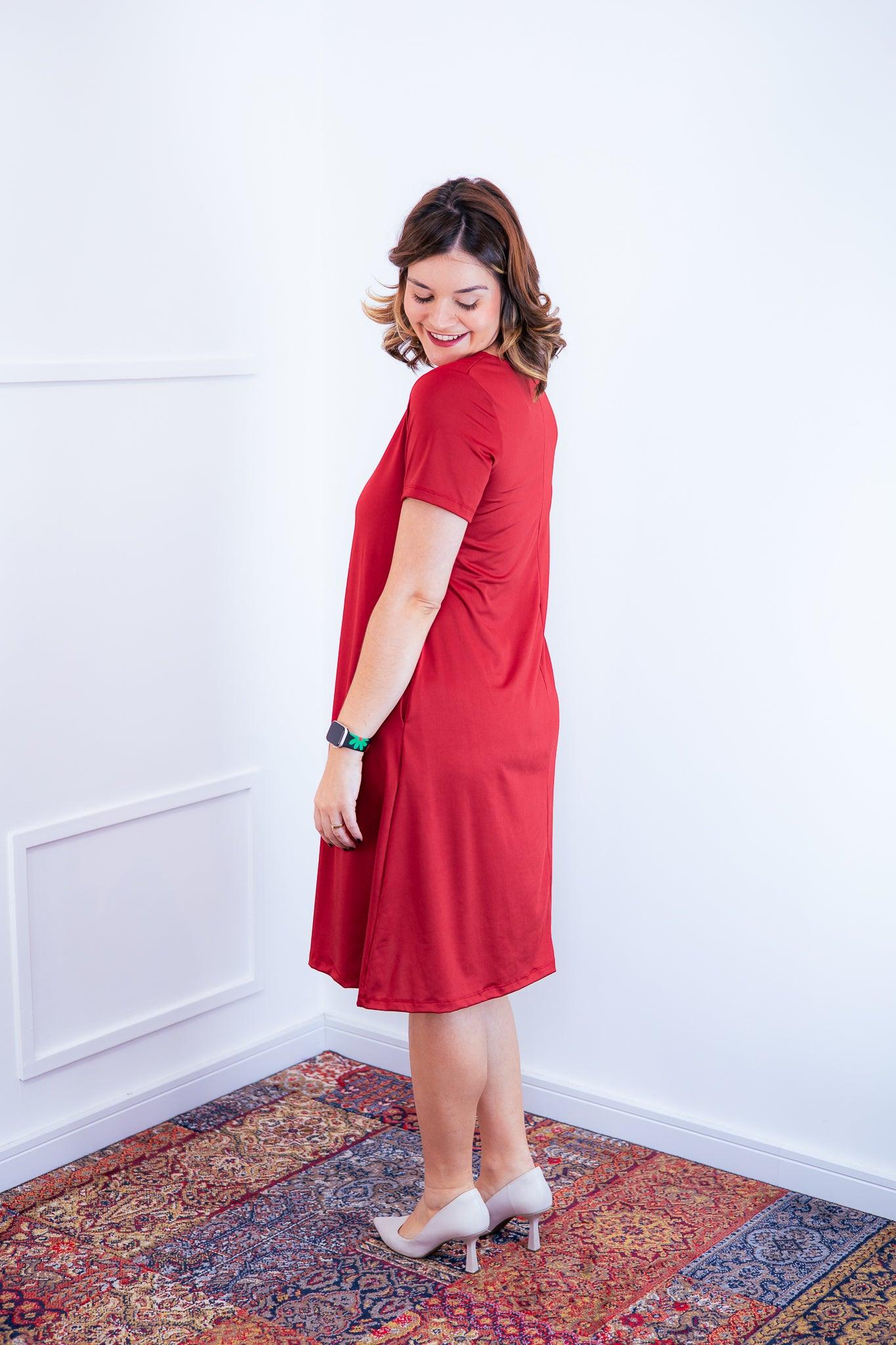 Vestido Sara - Malha Confort Midi com Manga - Bazar Online