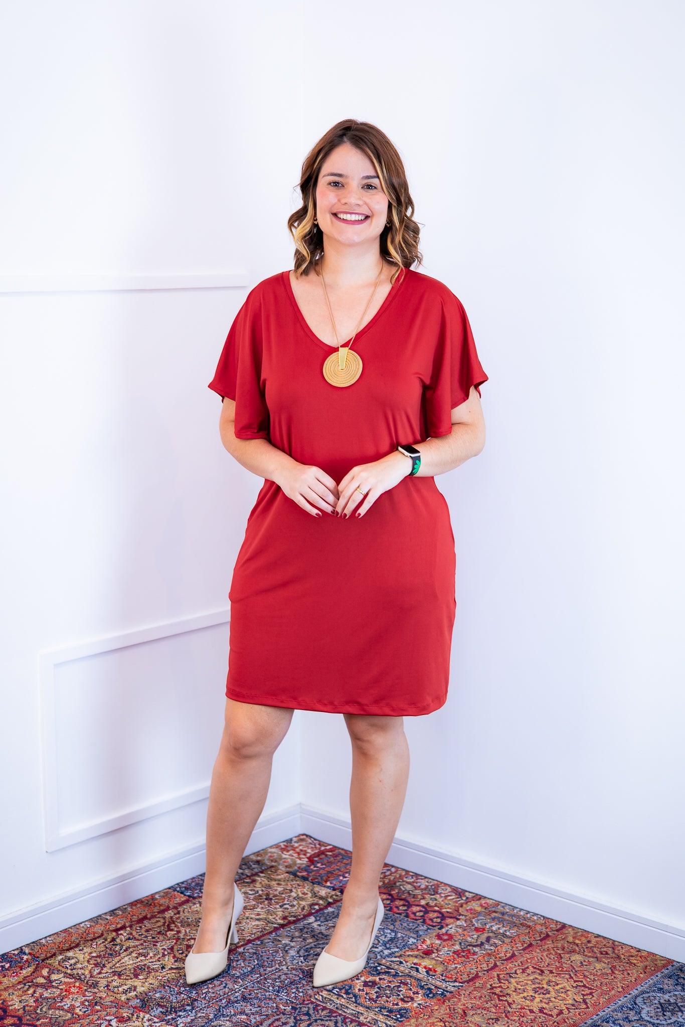 Vestido Helena - Malha Confort Manga Morcego - Bazar Online