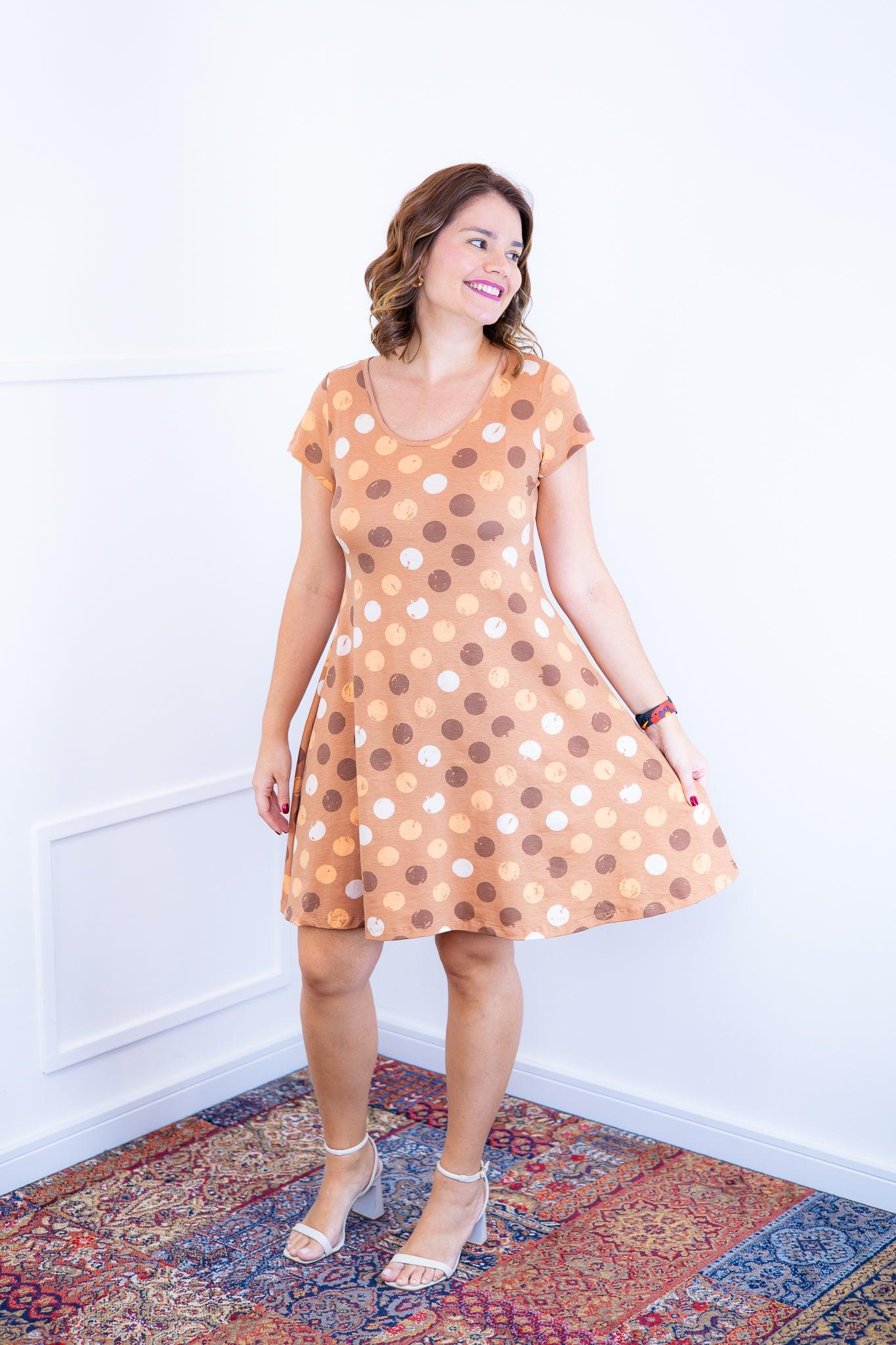 Vestido Melissa - Gola Redonda Acinturado em Viscolycra - Bazar Online