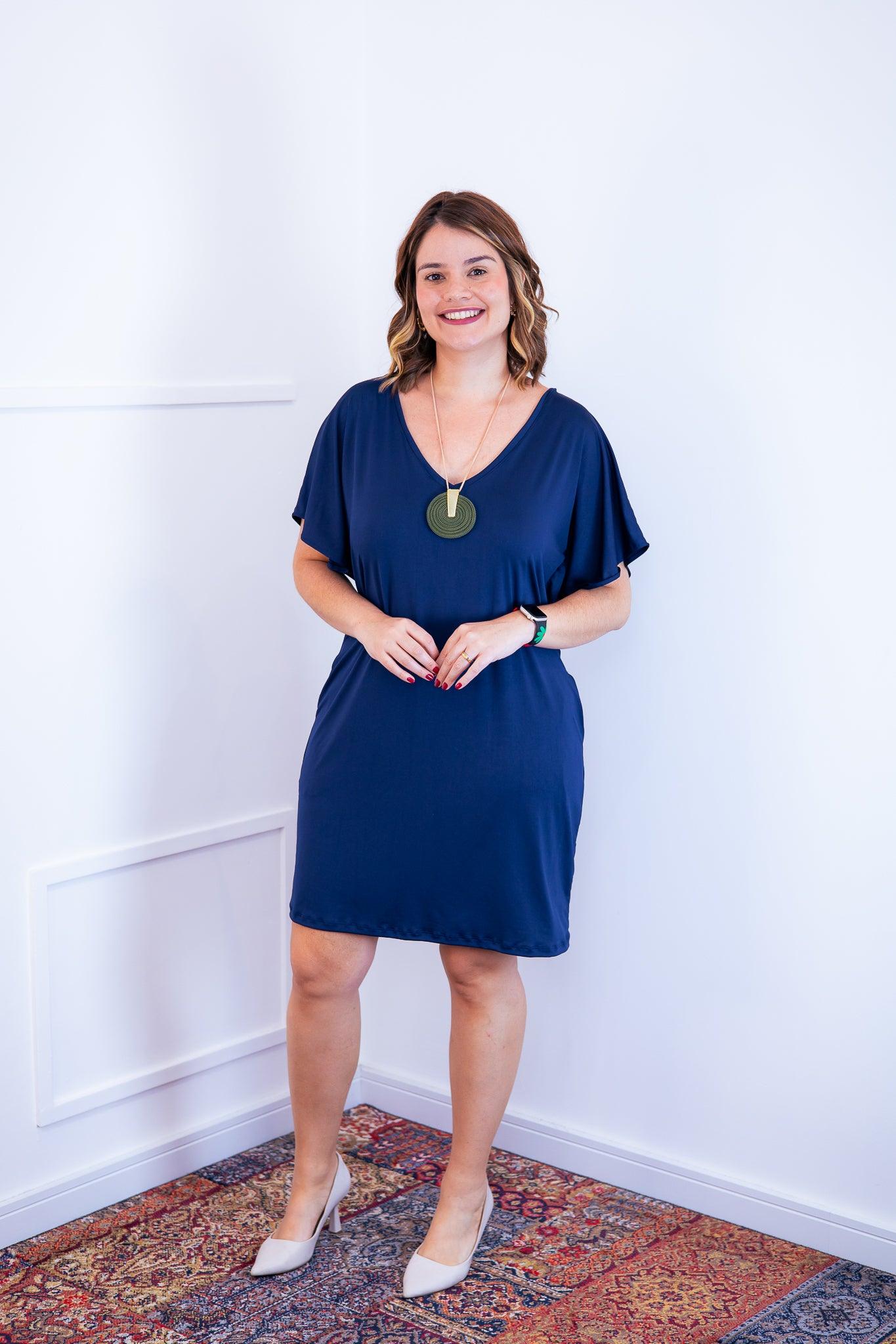 Vestido Helena - Malha Confort Manga Morcego - Bazar Online