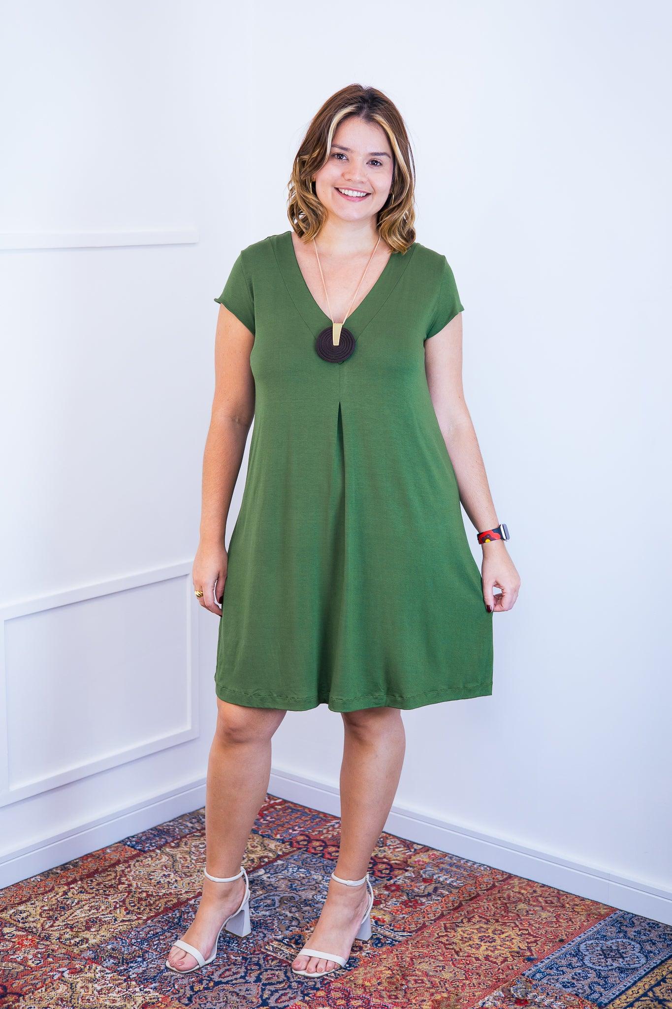 Vestido Laura - Evasê Decote V em Viscolycra - Bazar Online