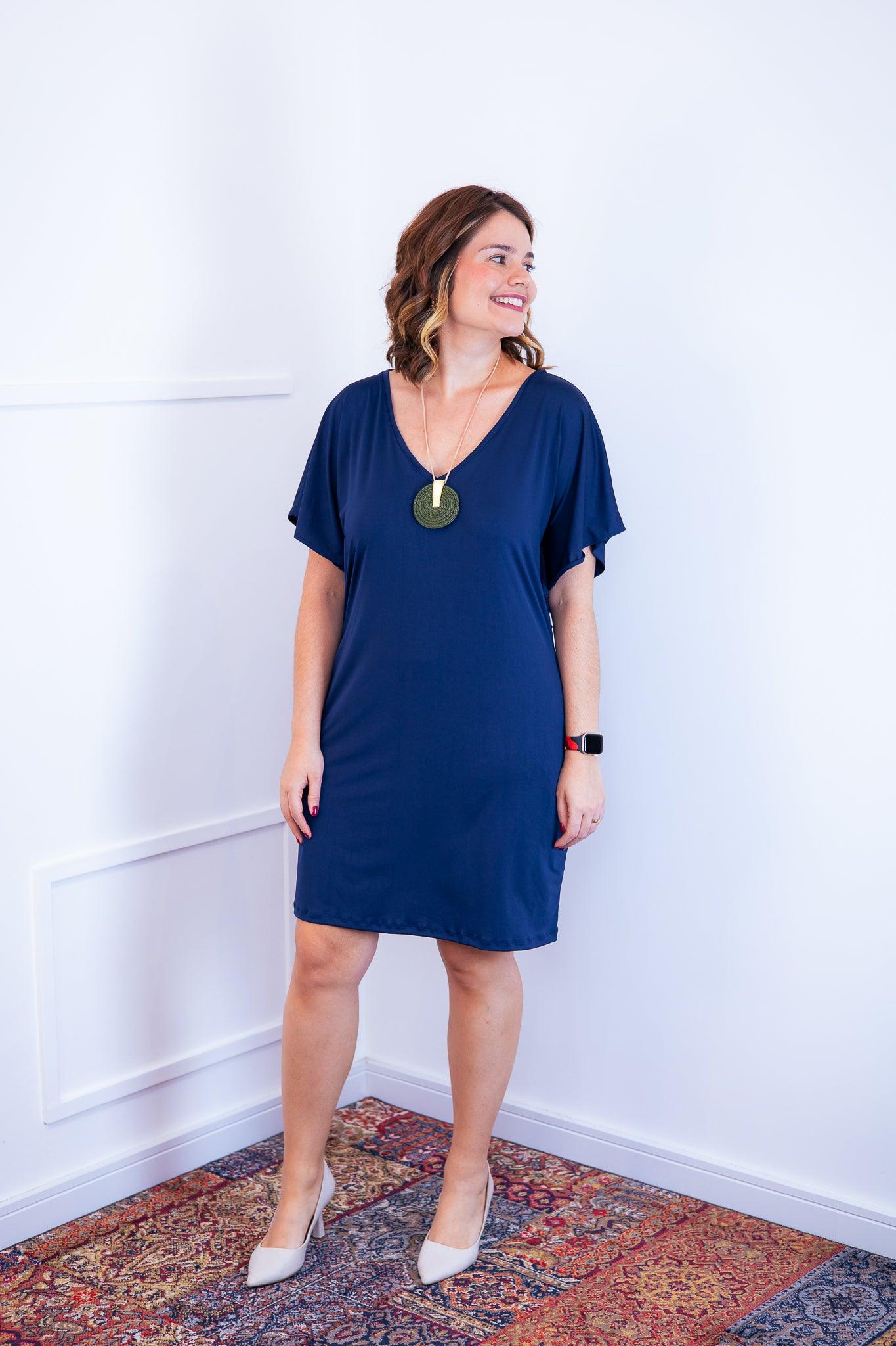 Vestido Helena - Malha Confort Manga Morcego - Bazar Online