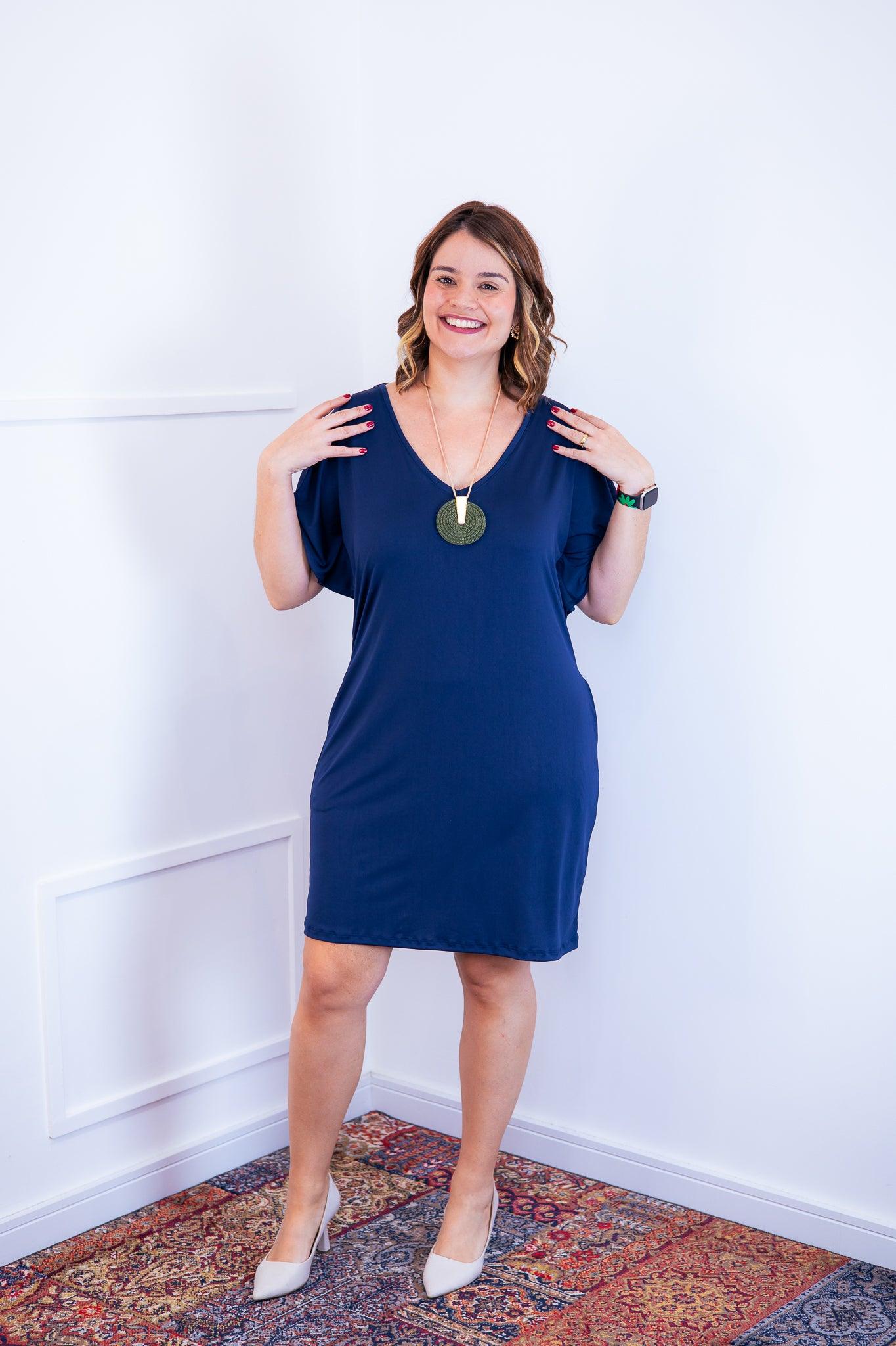 Vestido Helena - Malha Confort Manga Morcego - Bazar Online