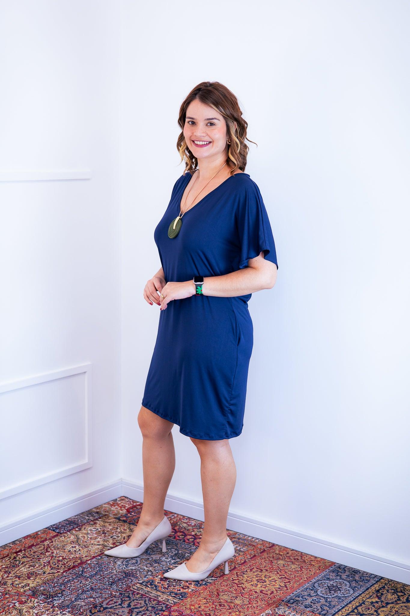 Vestido Helena - Malha Confort Manga Morcego - Bazar Online