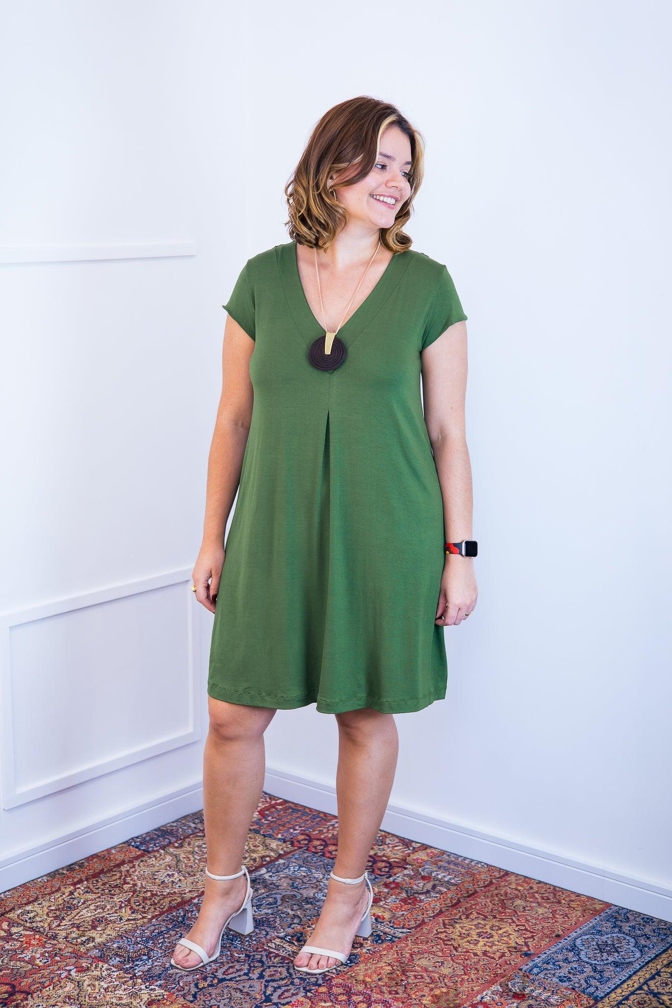 Vestido Laura - Evasê Decote V em Viscolycra - Bazar Online