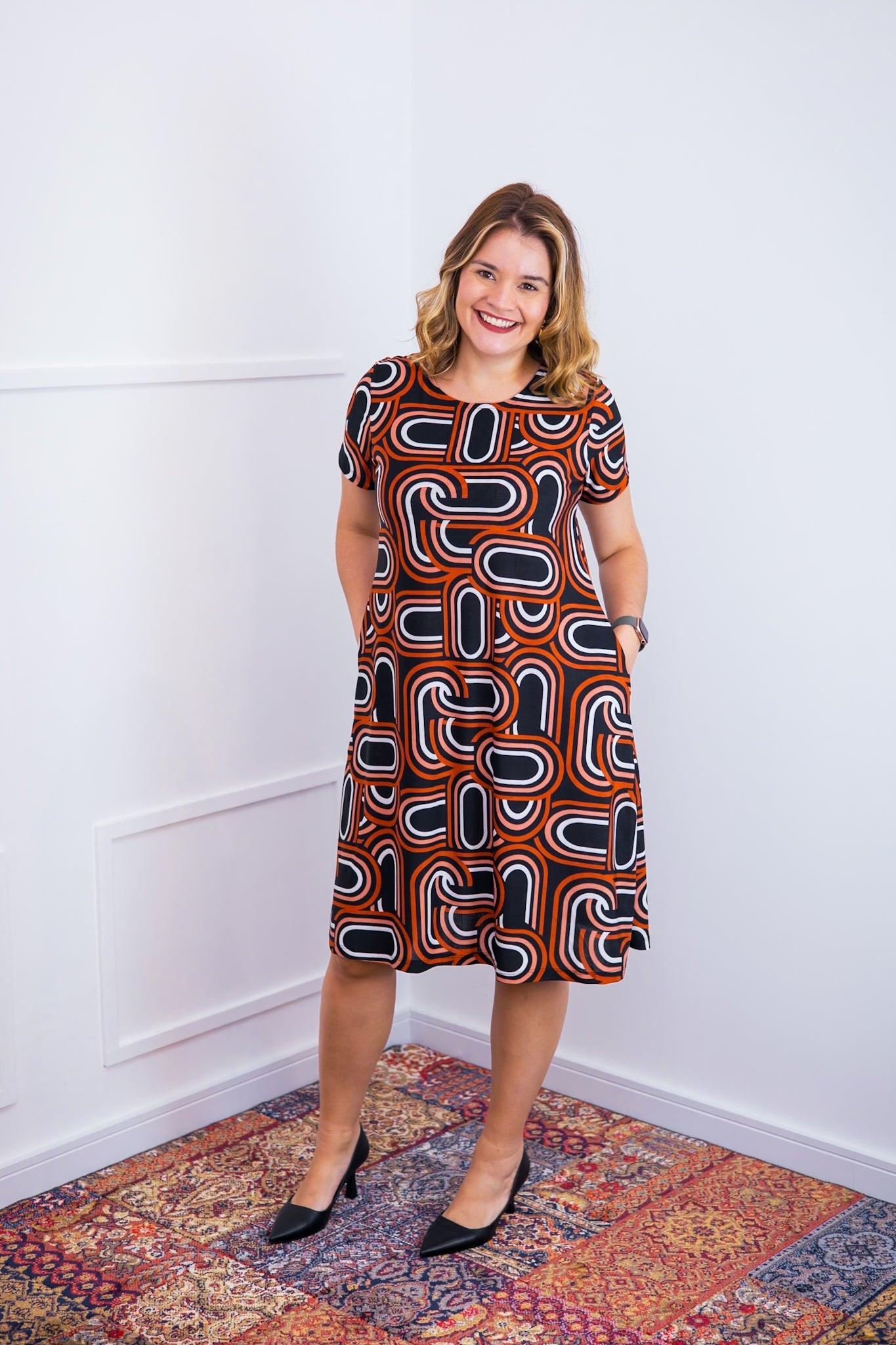 Vestido Sara - Malha Confort Midi com Manga - Bazar Online