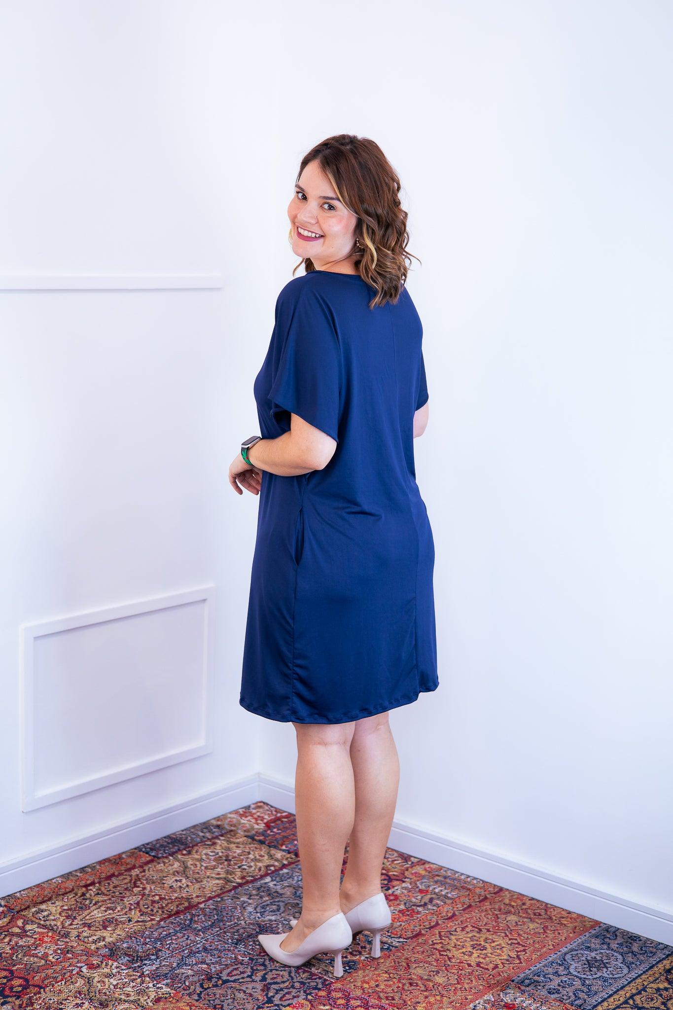 Vestido Helena - Malha Confort Manga Morcego - Bazar Online