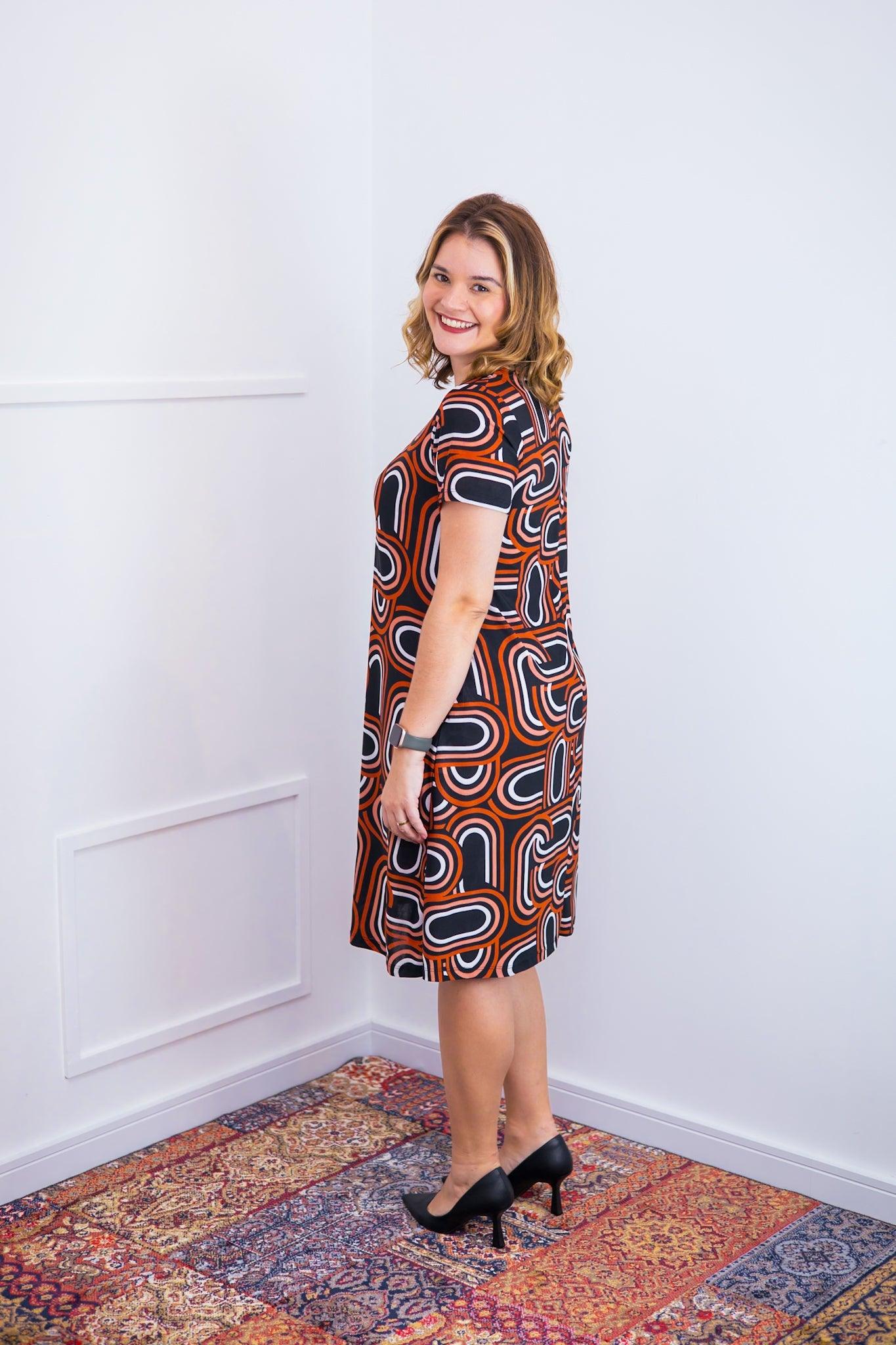 Vestido Sara - Malha Confort Midi com Manga - Bazar Online
