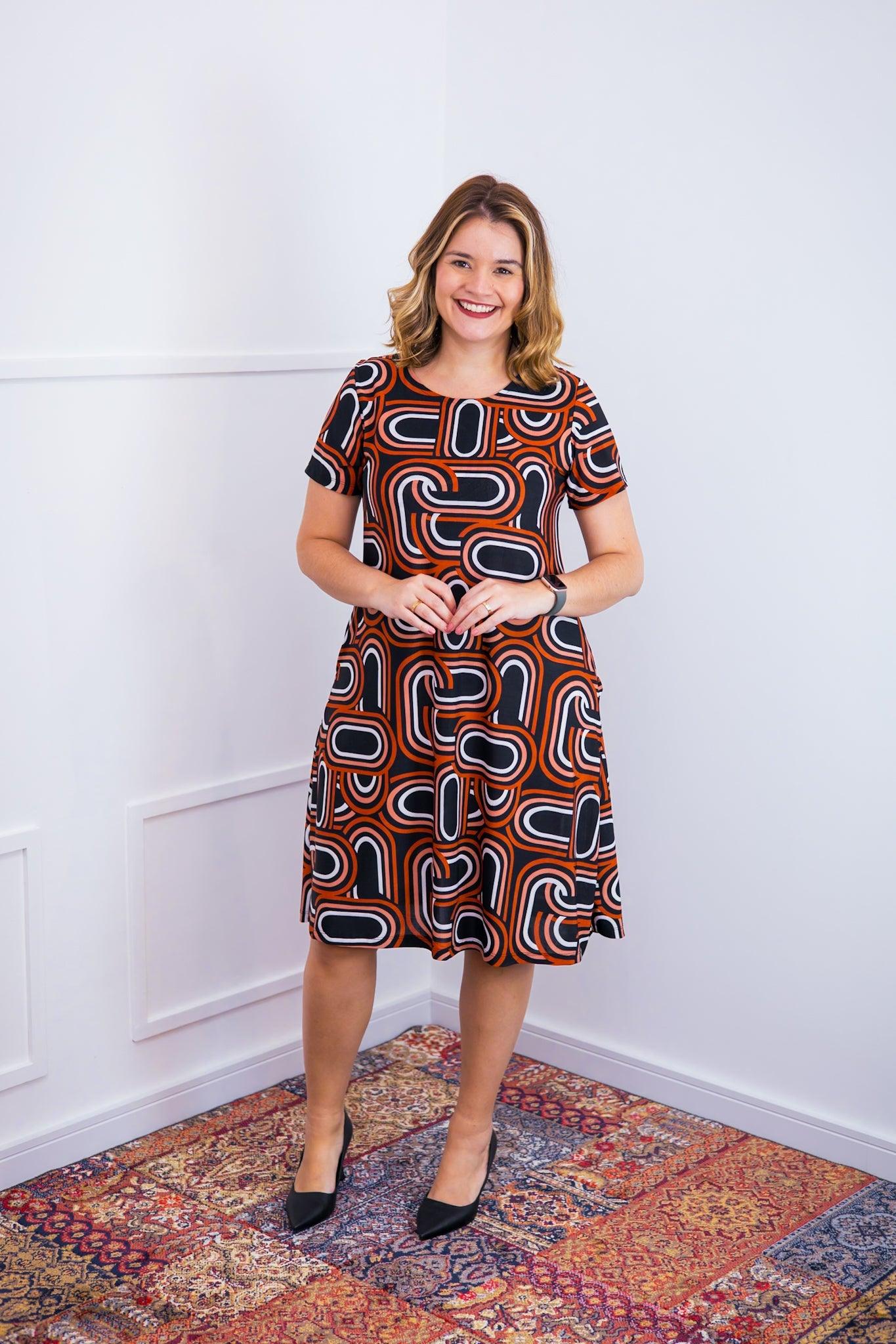 Vestido Sara - Malha Confort Midi com Manga - Bazar Online