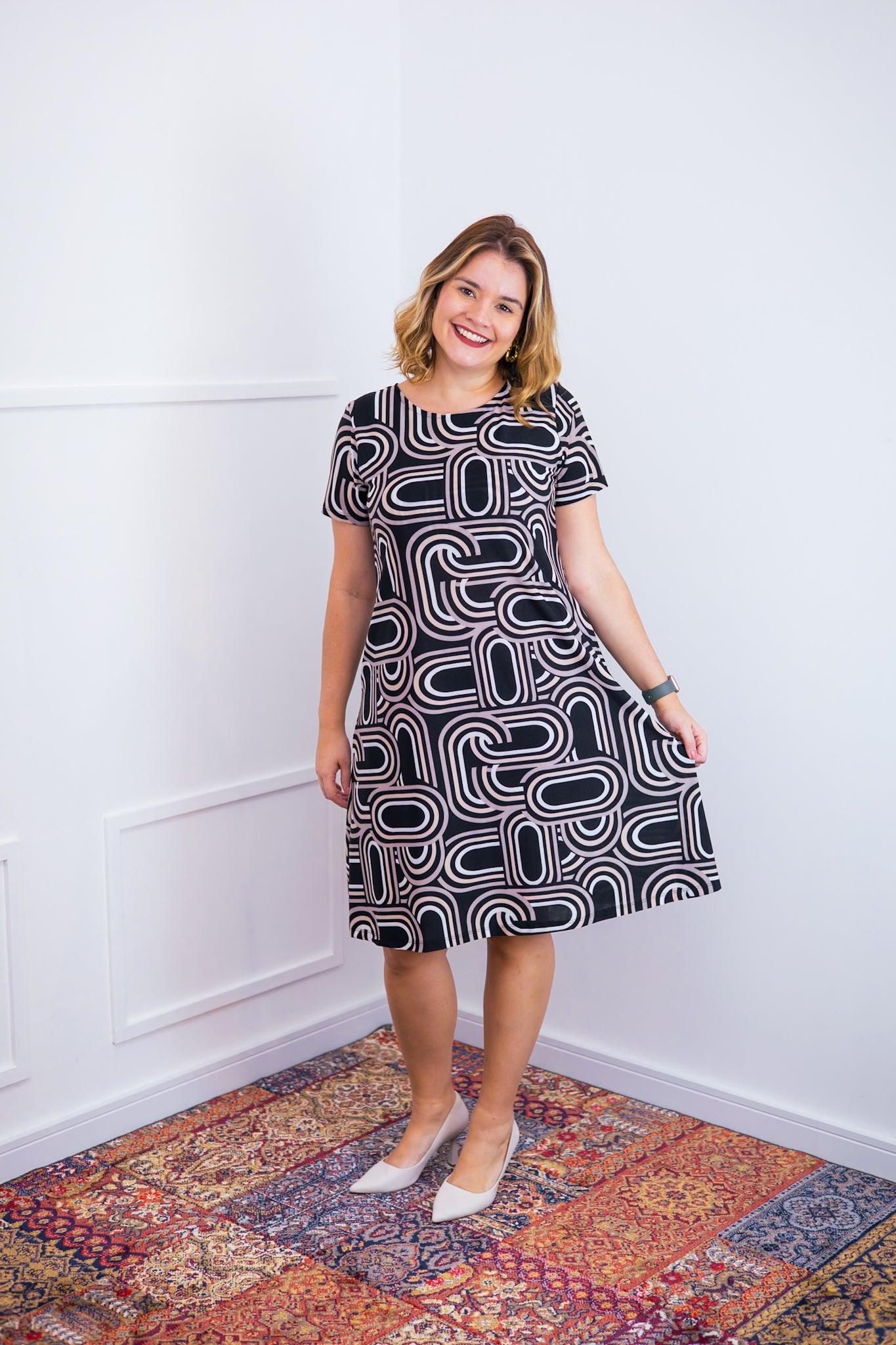 Vestido Sara - Malha Confort Midi com Manga - Bazar Online