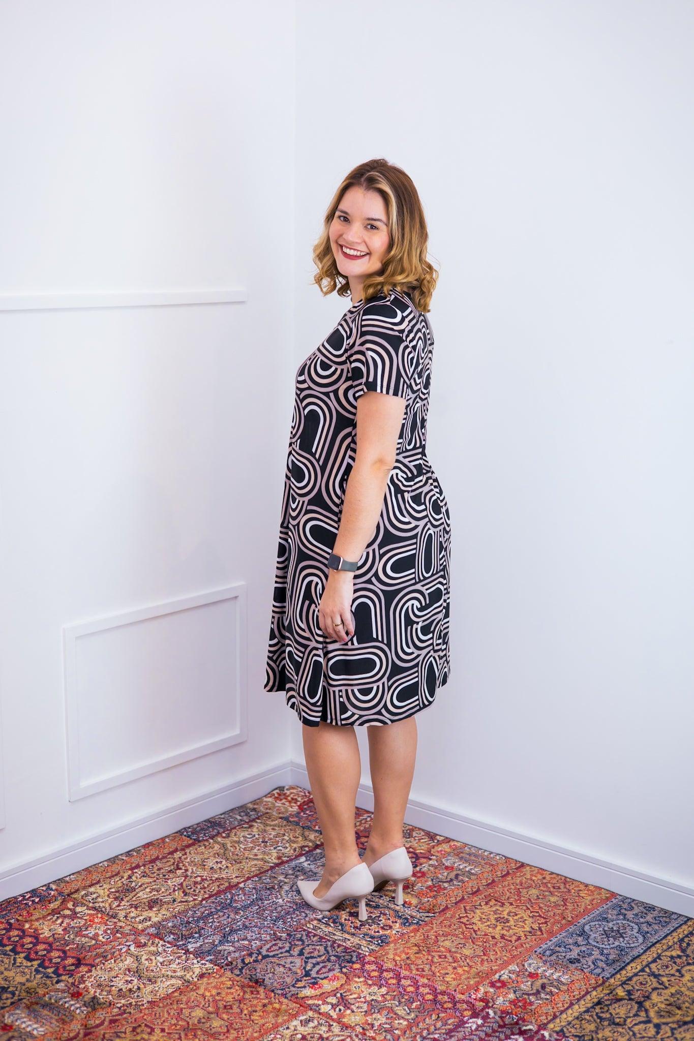 Vestido Sara - Malha Confort Midi com Manga - Bazar Online