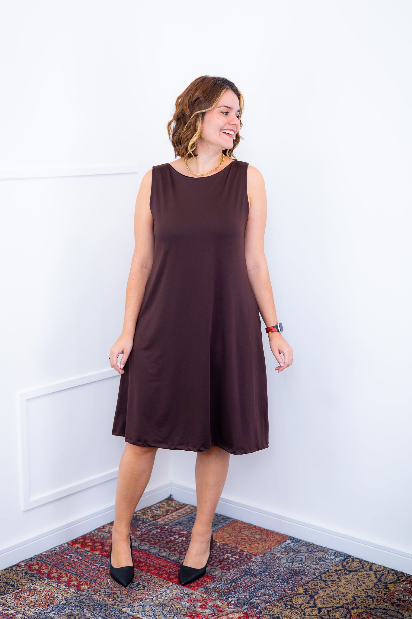 Vestido Sofia - Malha Confort Regata Midi - Bazar Online