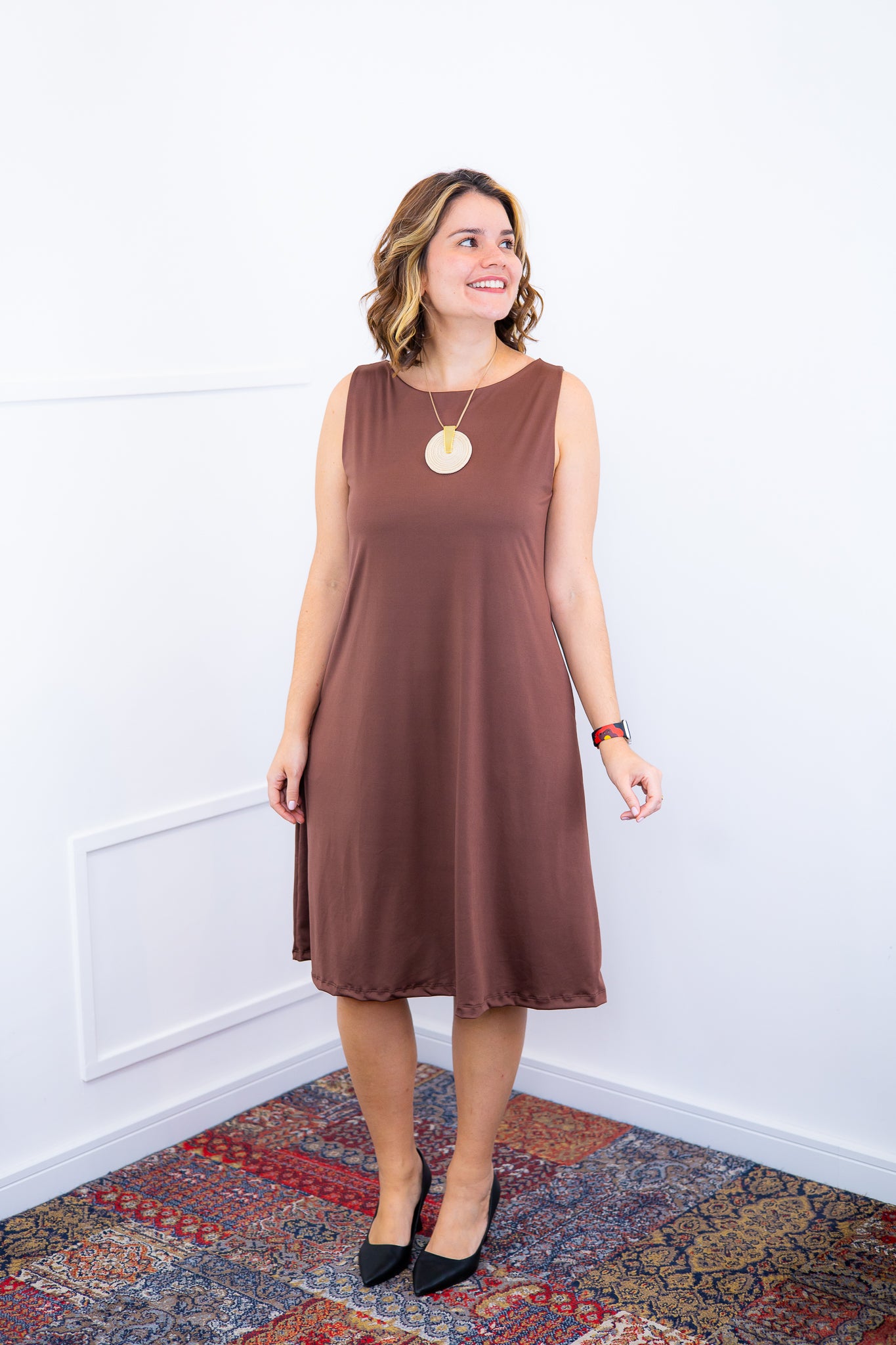 Vestido Sofia - Malha Confort Regata Midi - Bazar Online
