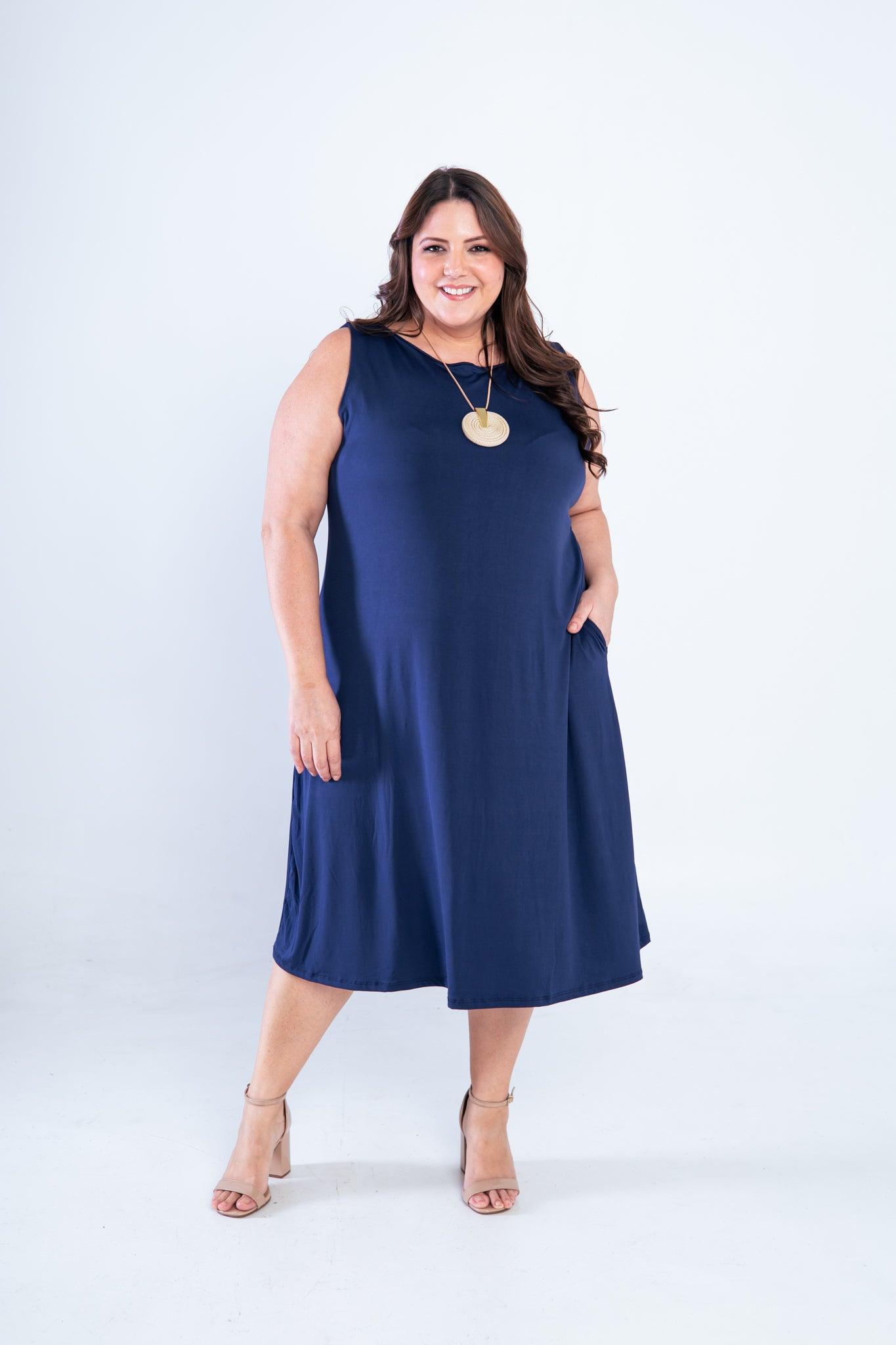Vestido Sofia - Malha Confort Regata Midi - Bazar Online