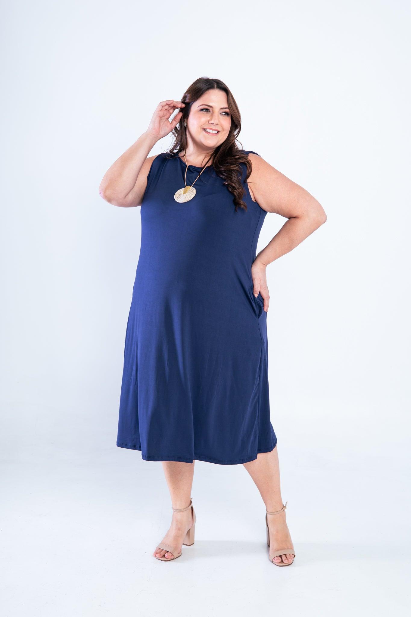 Vestido Sofia - Malha Confort Regata Midi - Bazar Online
