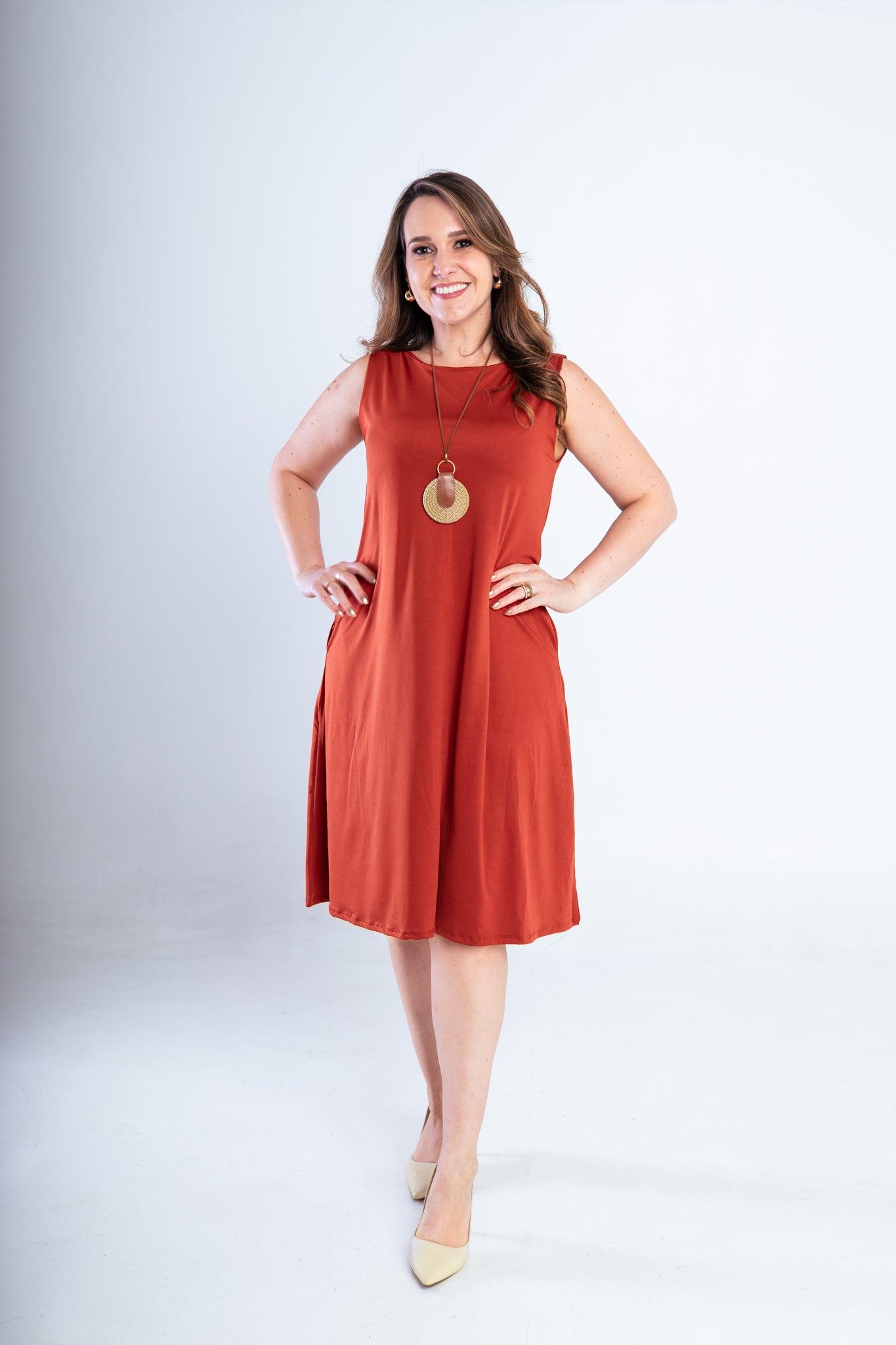 Vestido Sofia - Malha Confort Regata Midi - Bazar Online