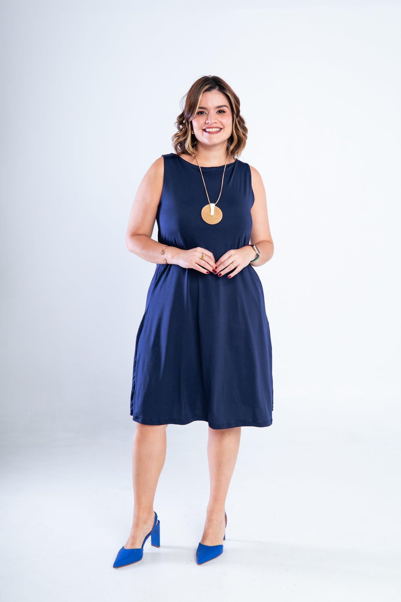 Vestido Sofia - Malha Confort Regata Midi - Bazar Online