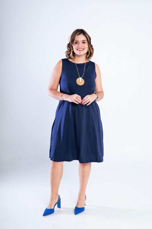 Vestido Sofia - Malha Confort Regata Midi - Bazar Online