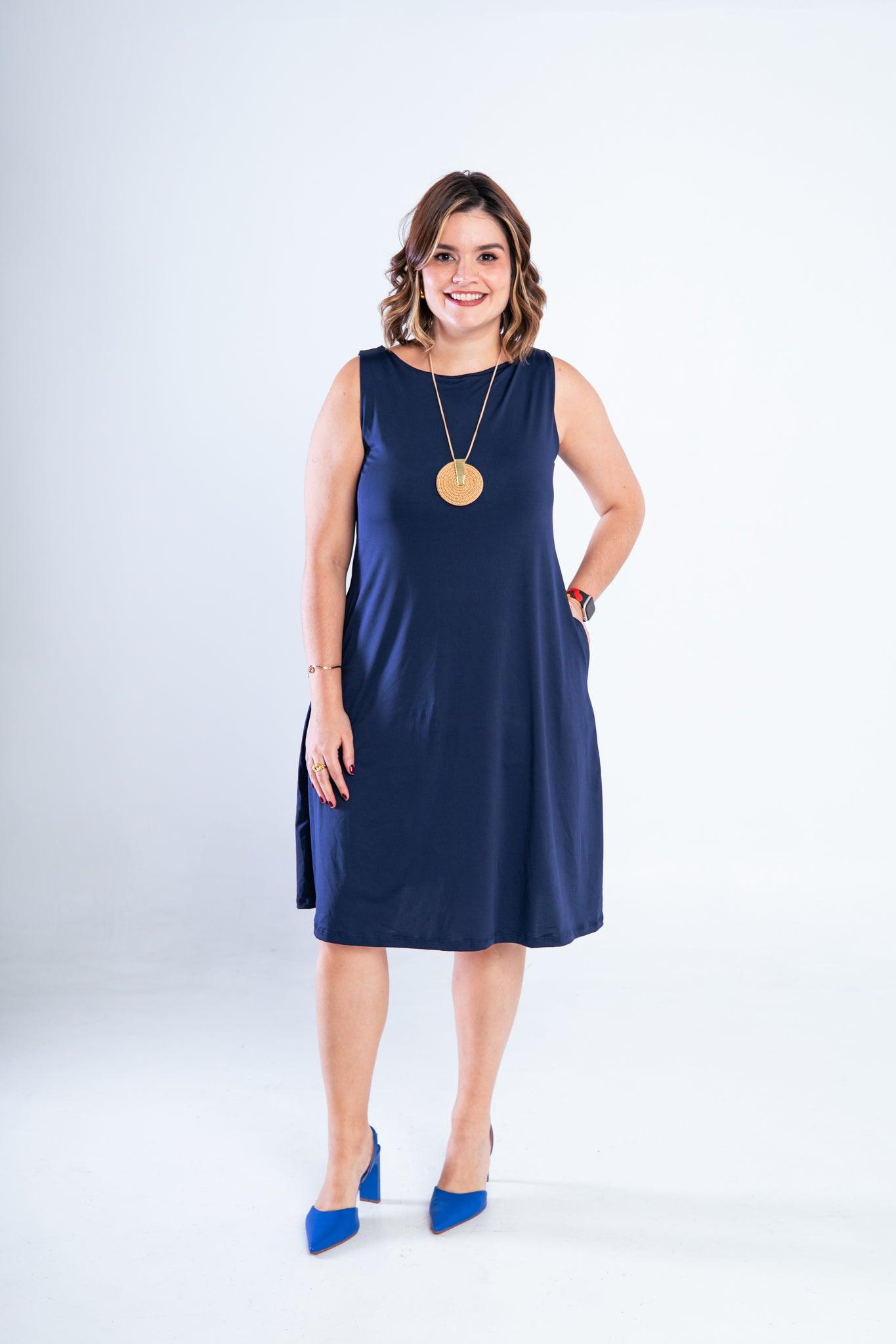Vestido Sofia - Malha Confort Regata Midi - Bazar Online