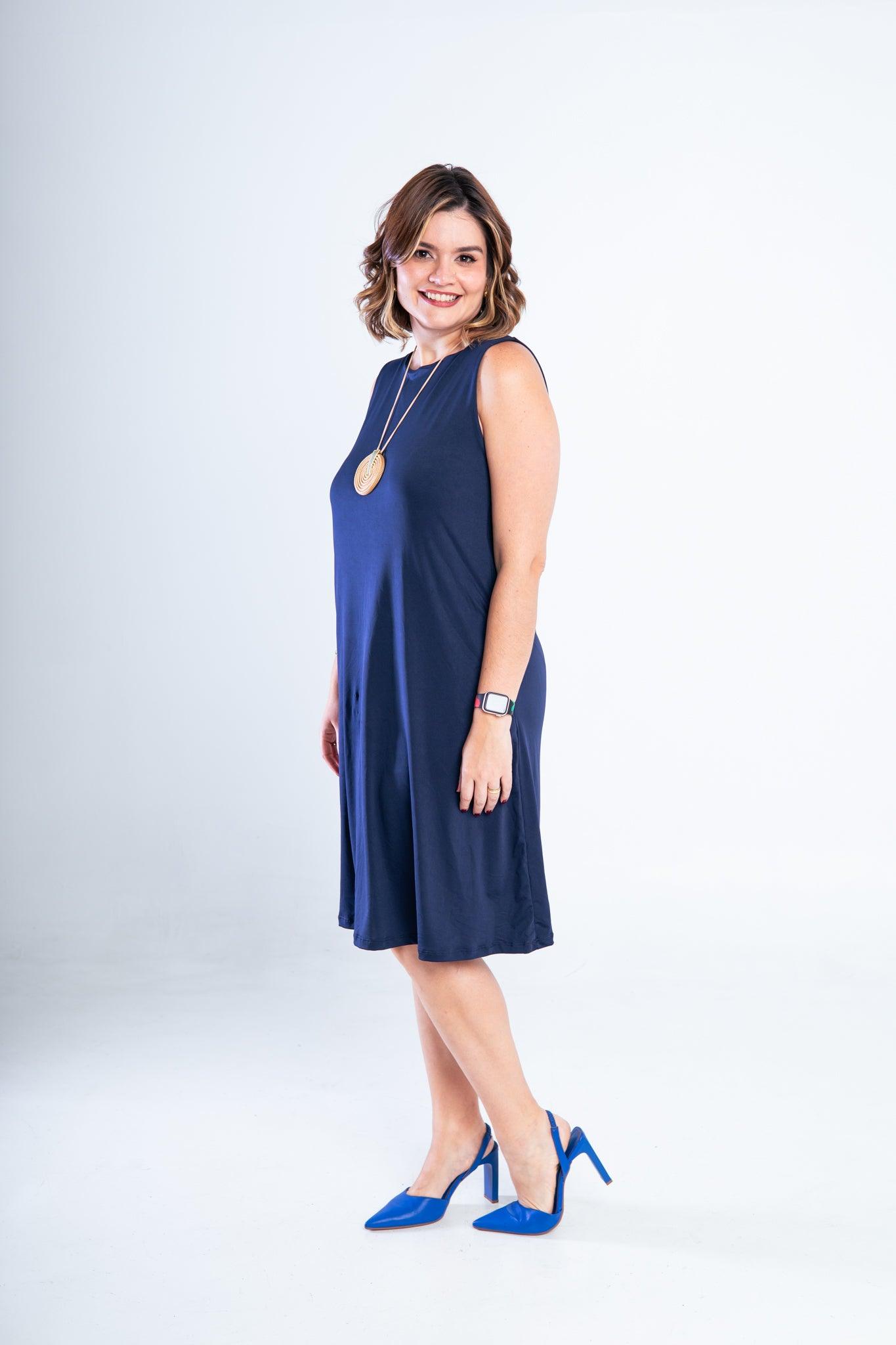 Vestido Sofia - Malha Confort Regata Midi - Bazar Online