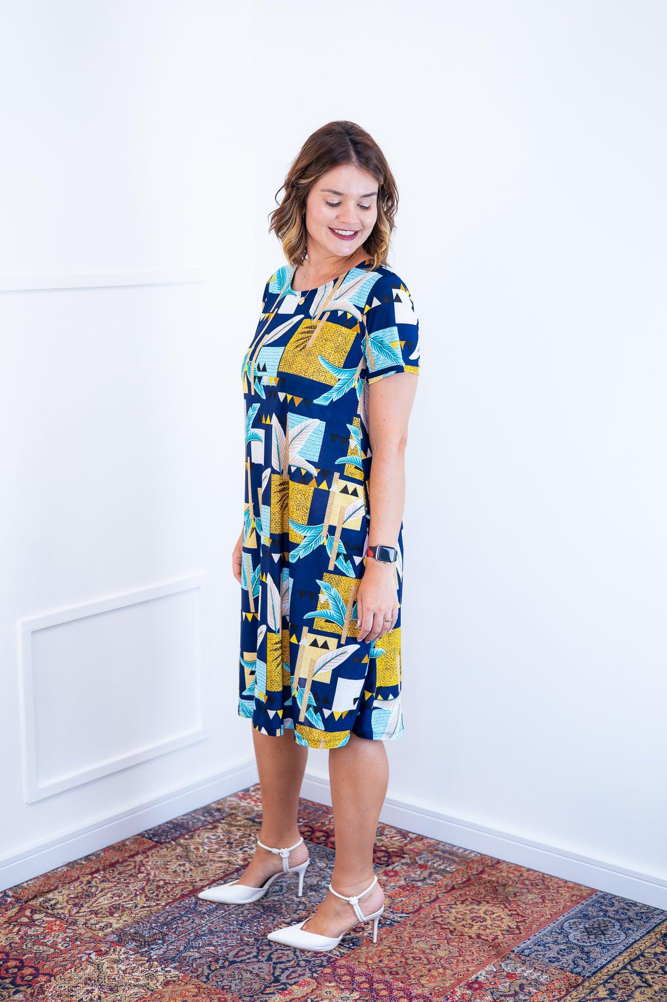 Vestido Sara - Malha Confort Midi com Manga - Bazar Online