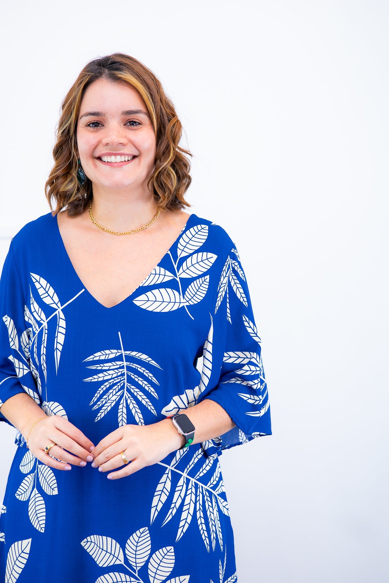 Vestido Sabrina - Decote V Manga Morcego em Viscolinho - Bazar Online