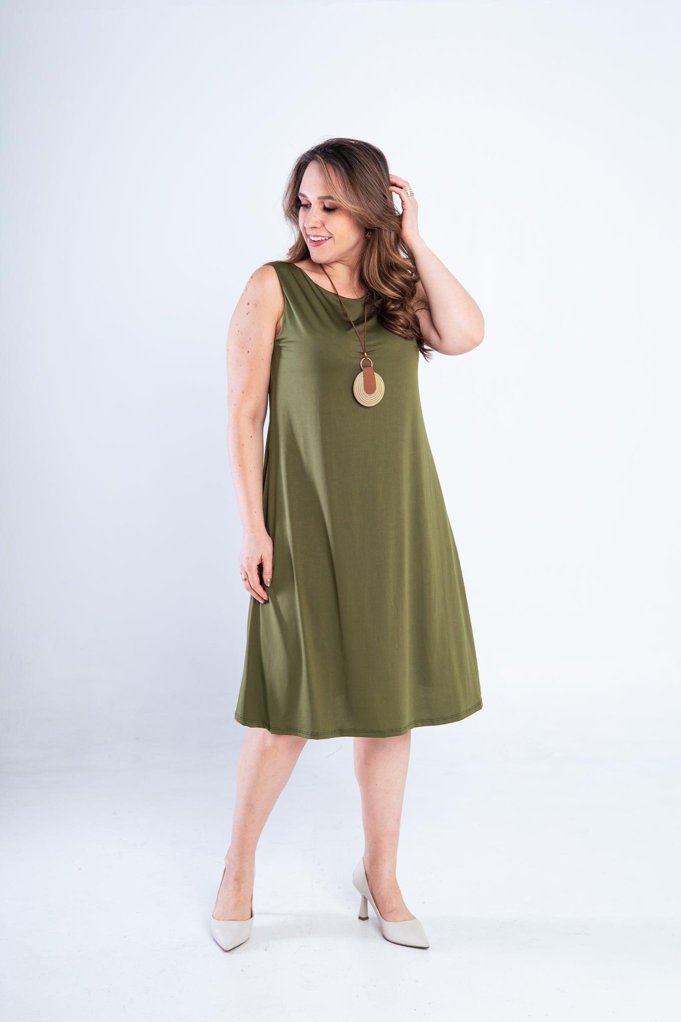 Vestido Sofia - Malha Confort Regata Midi - Bazar Online