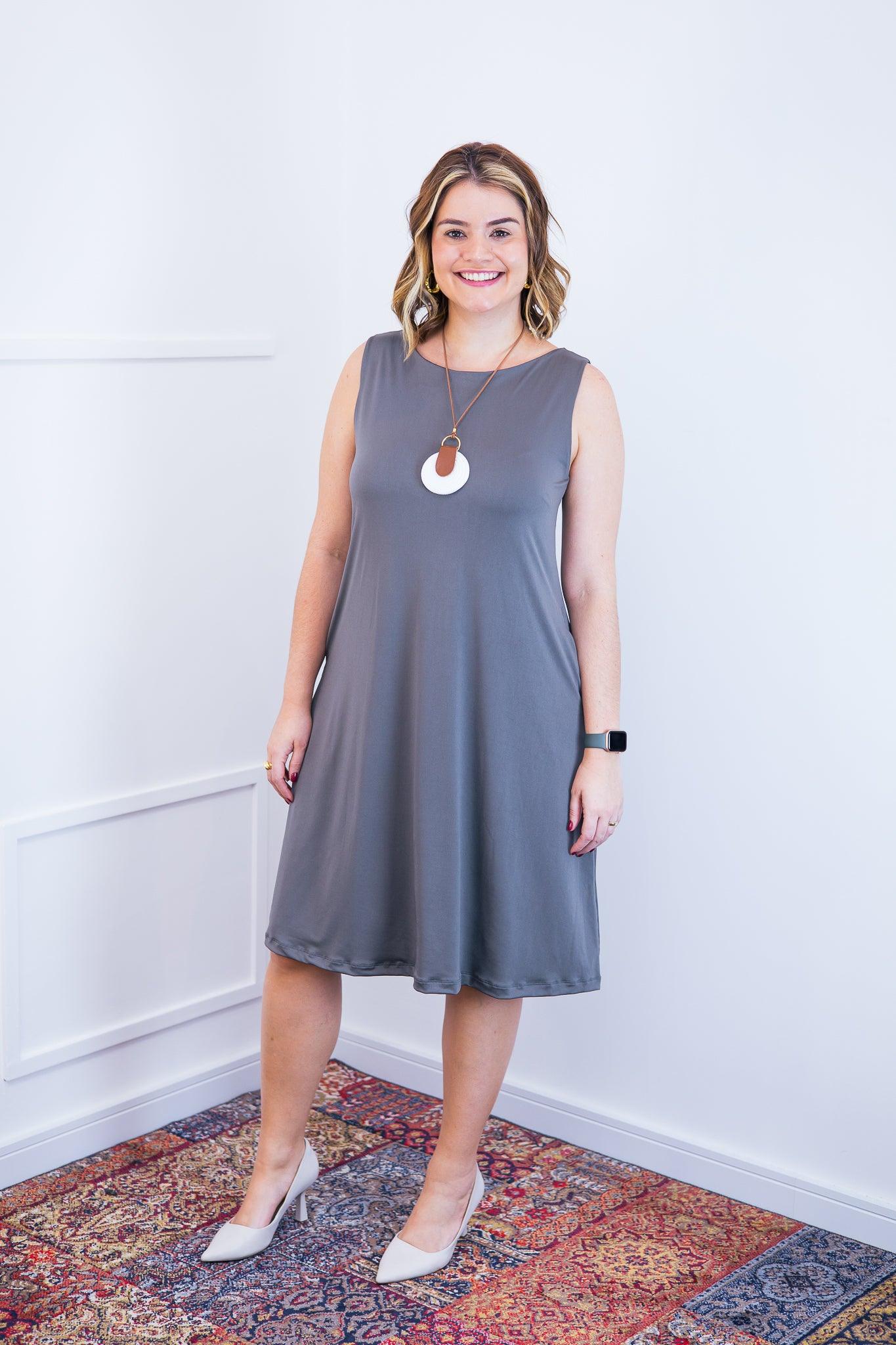 Vestido Sofia - Malha Confort Regata Midi - Bazar Online