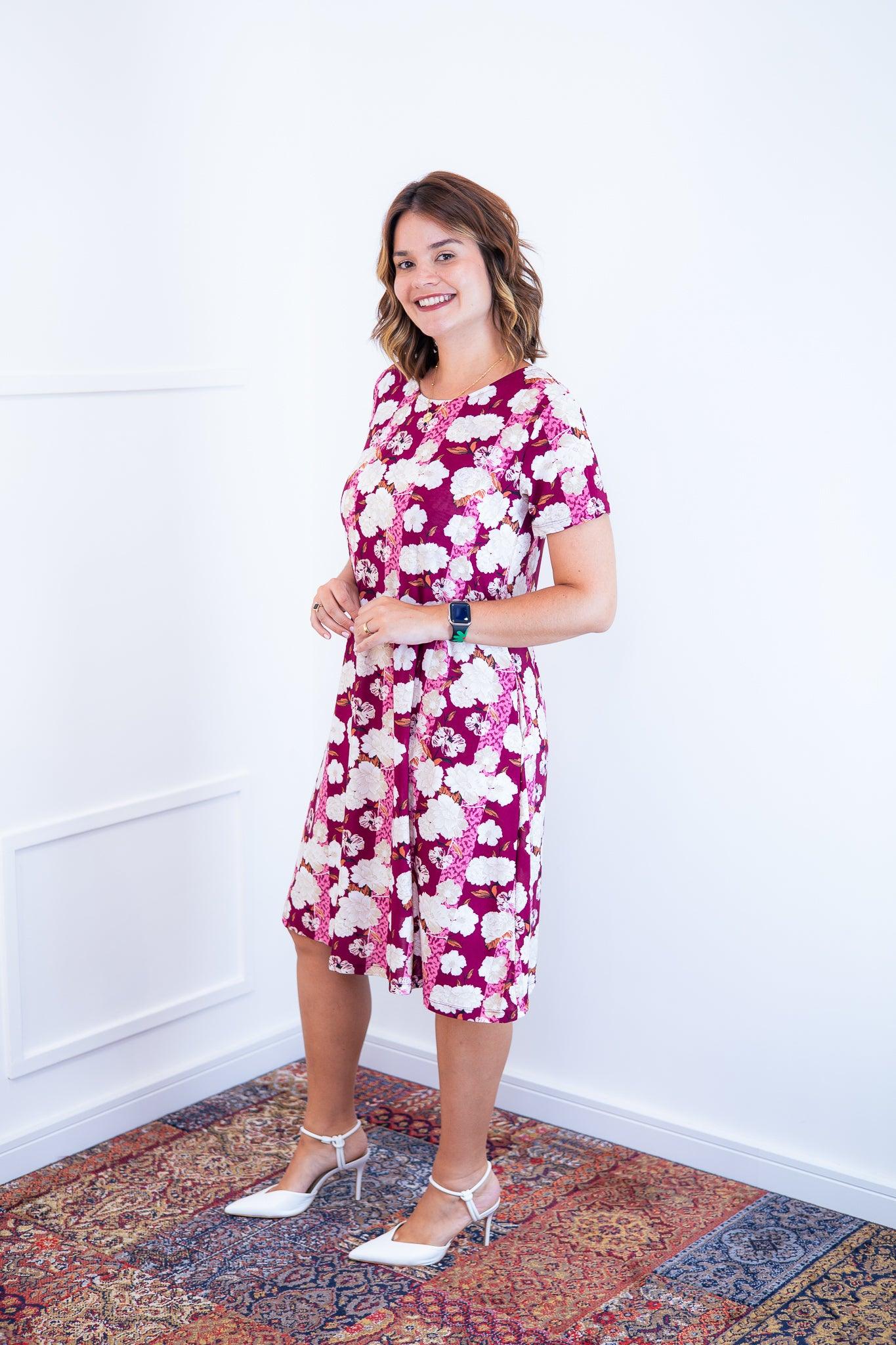 Vestido Sara - Malha Confort Midi com Manga - Bazar Online