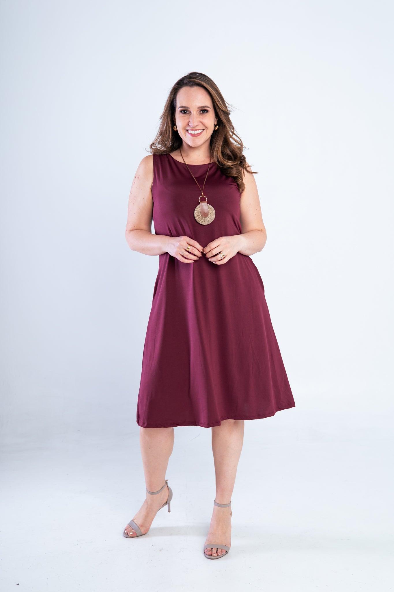 Vestido Sofia - Malha Confort Regata Midi - Bazar Online