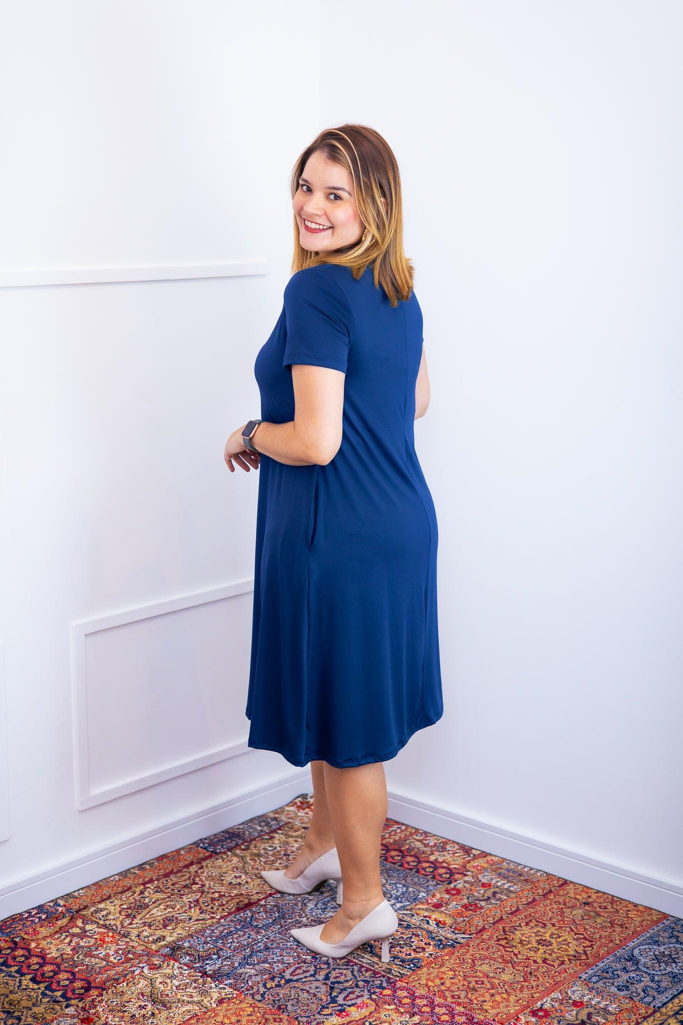 Vestido Sara - Malha Confort Midi com Manga - Bazar Online