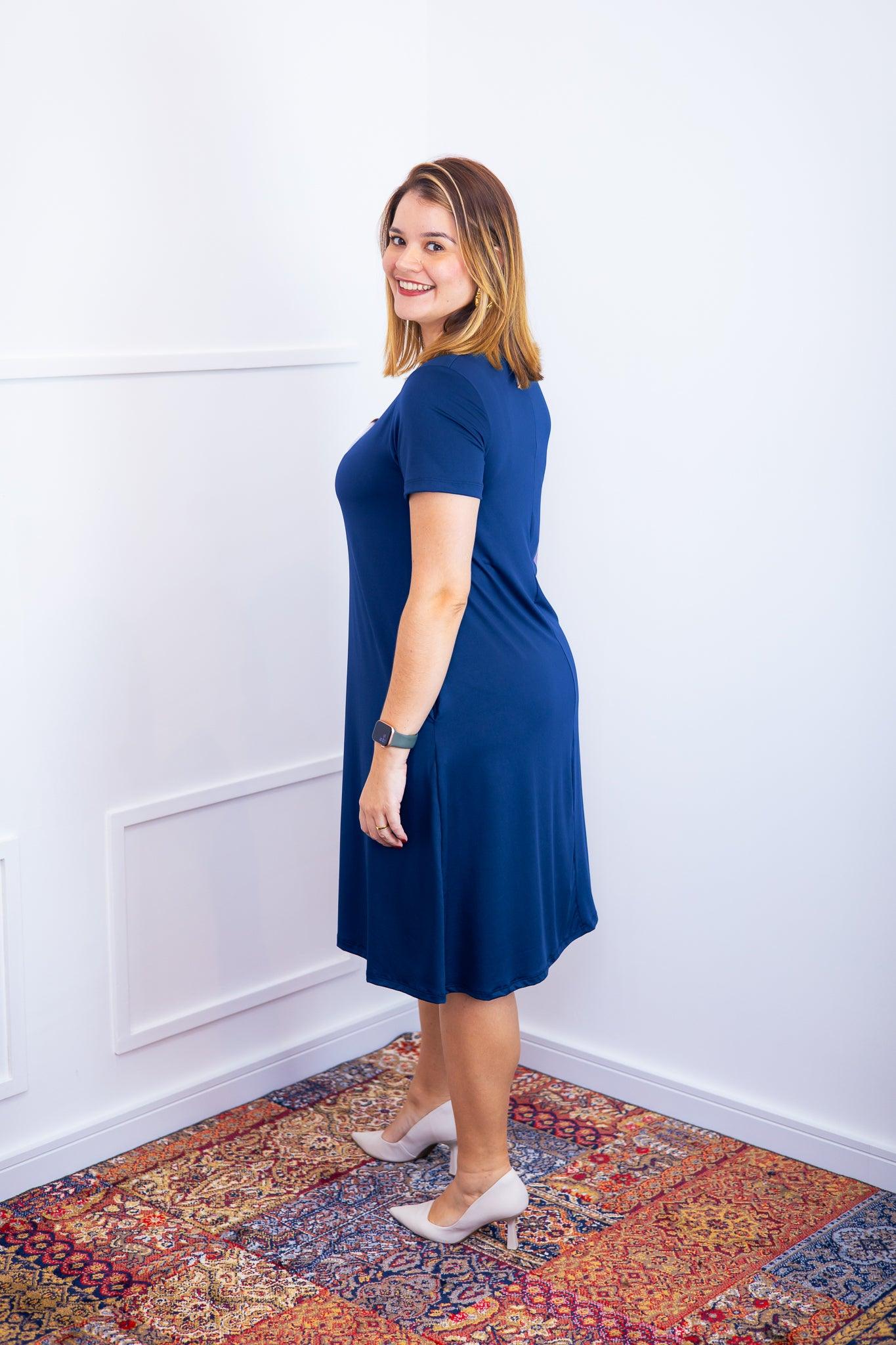 Vestido Sara - Malha Confort Midi com Manga - Bazar Online