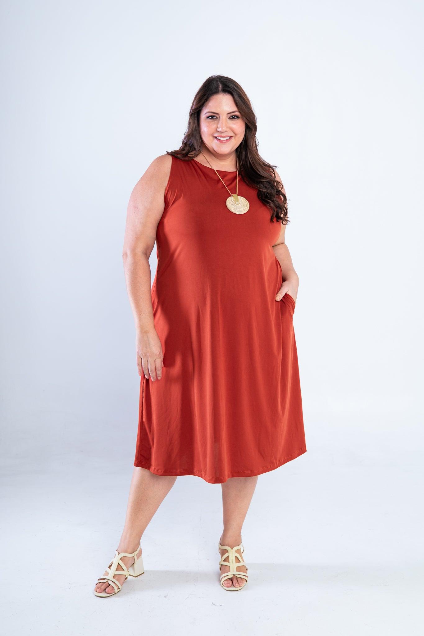 Vestido Sofia - Malha Confort Regata Midi - Bazar Online