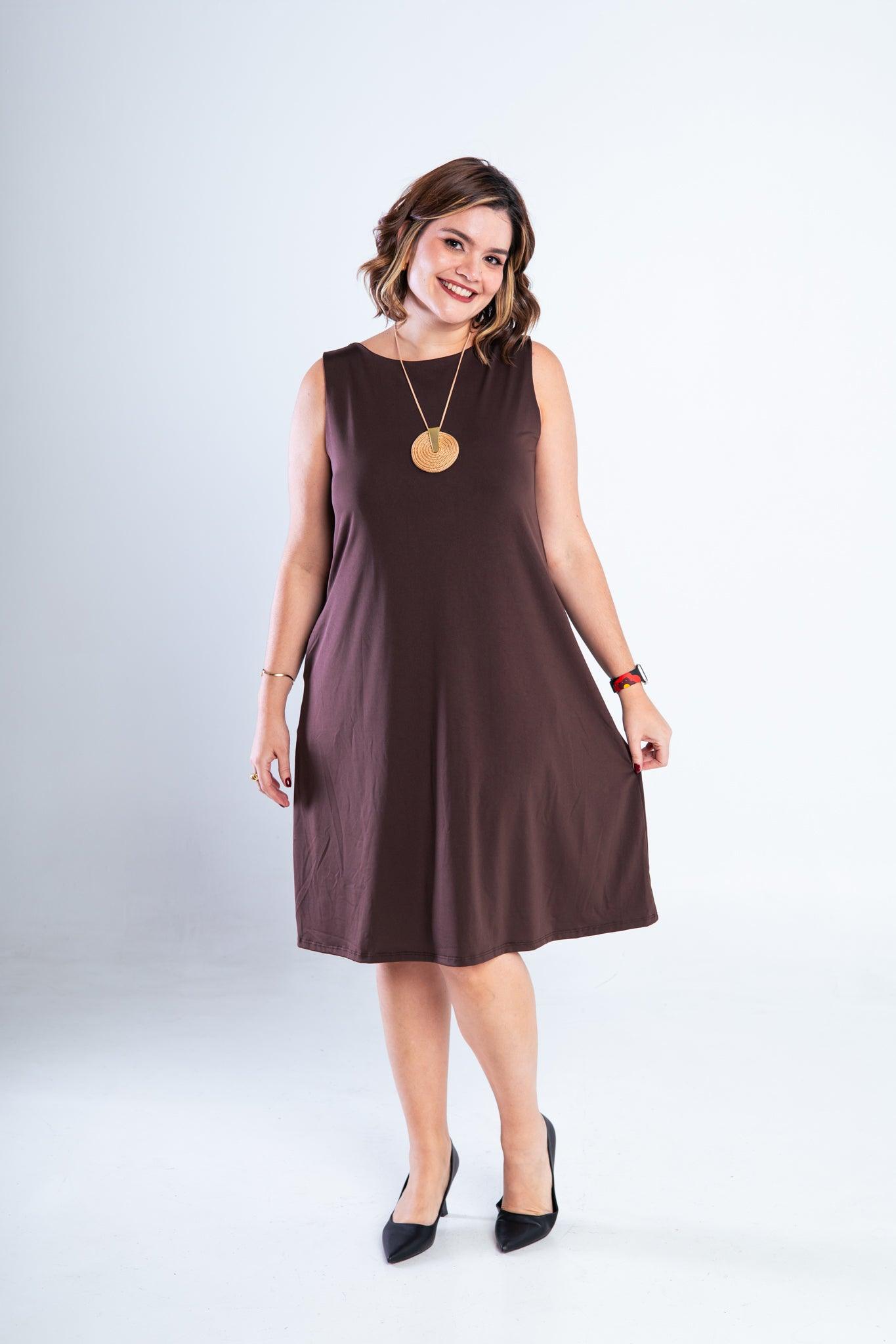 Vestido Sofia - Malha Confort Regata Midi - Bazar Online