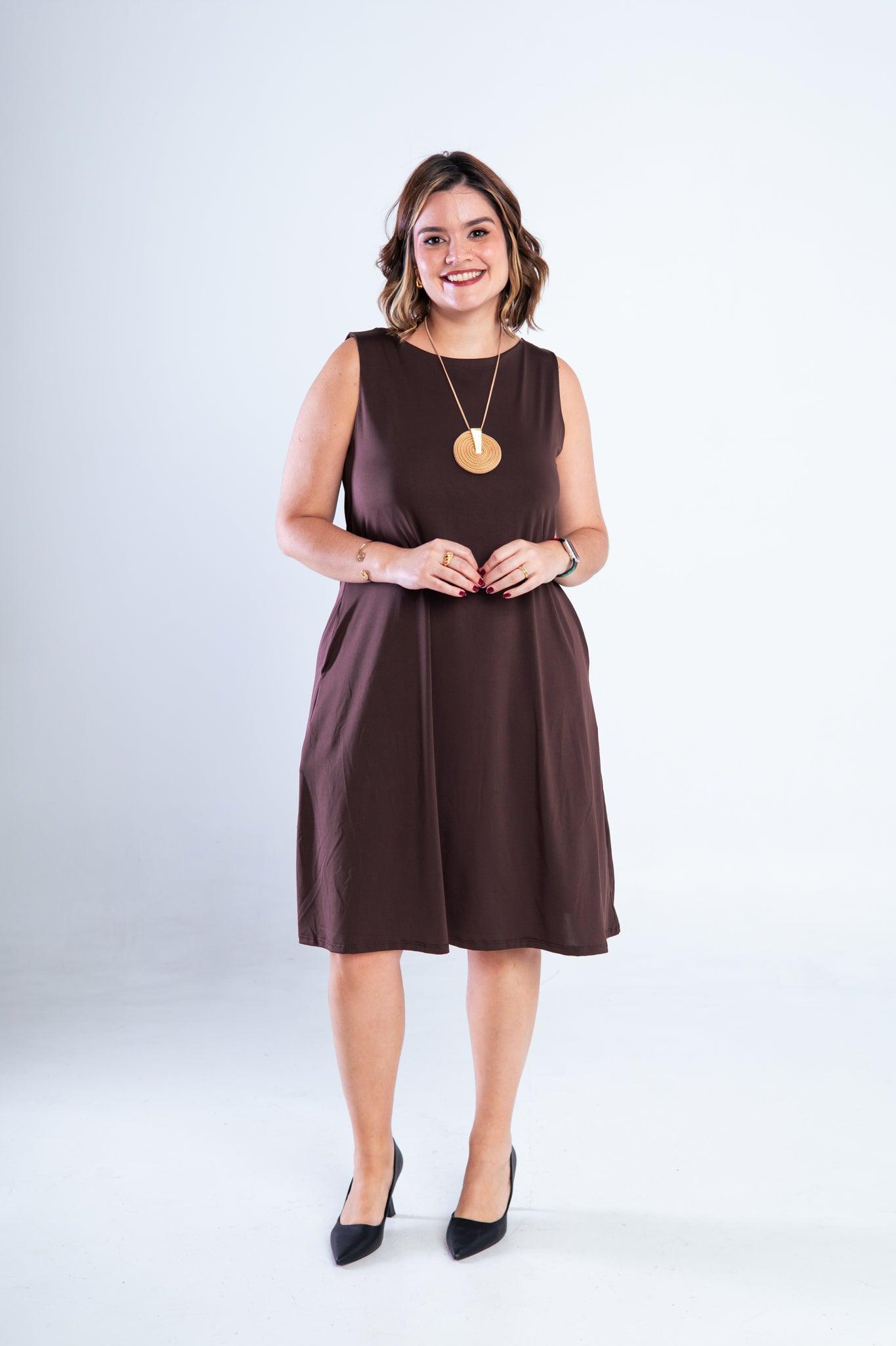 Vestido Sofia - Malha Confort Regata Midi - Bazar Online