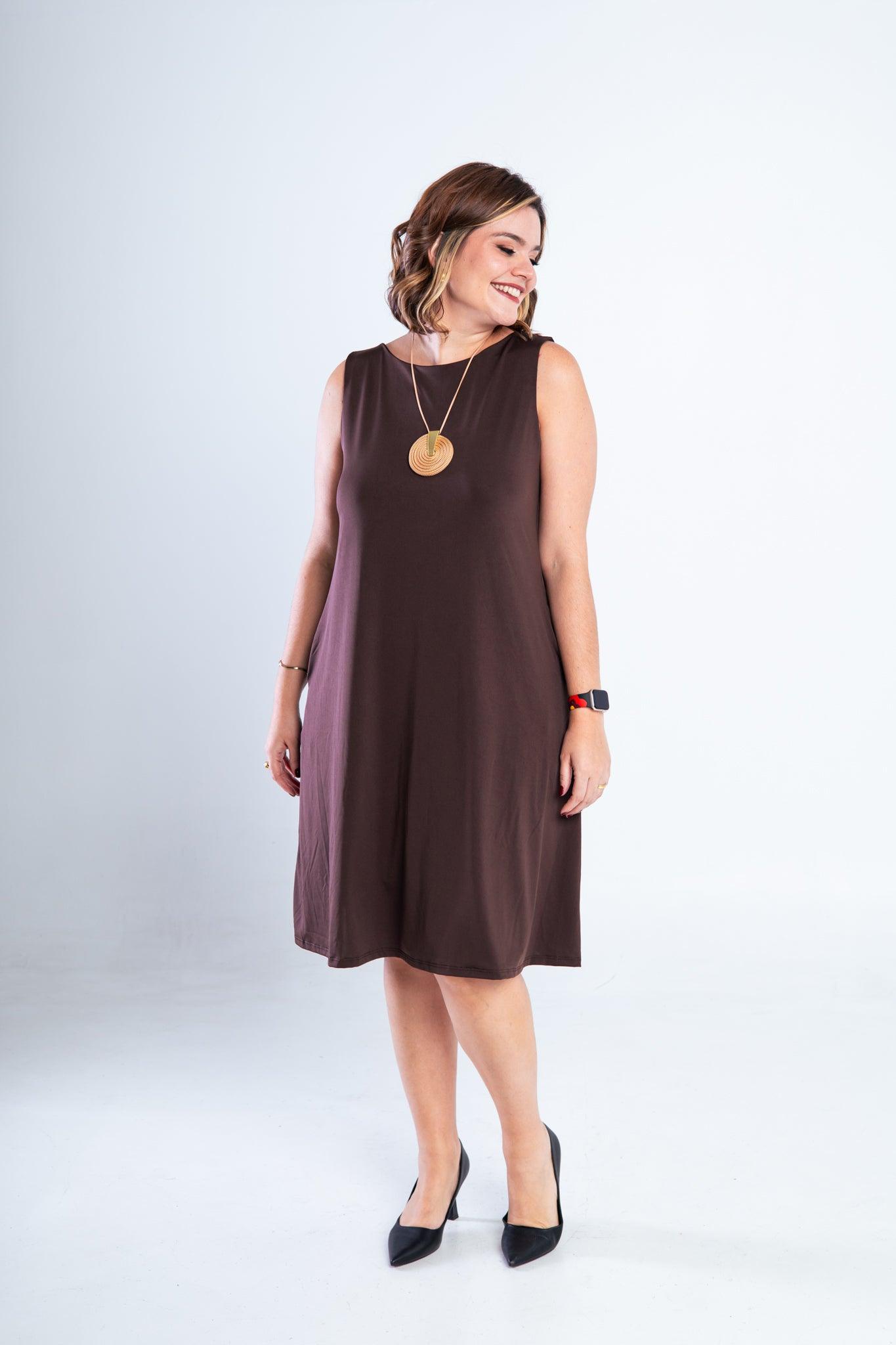 Vestido Sofia - Malha Confort Regata Midi - Bazar Online