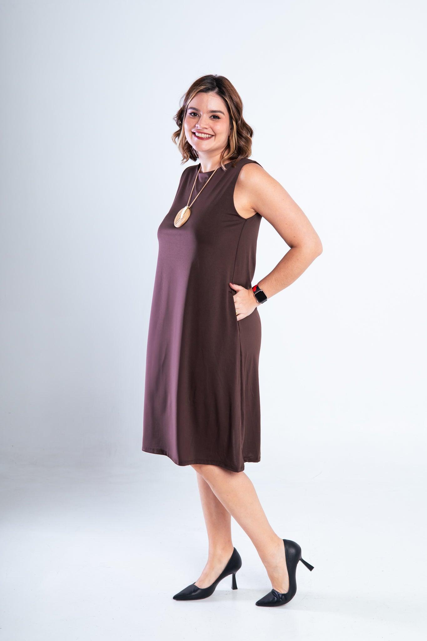 Vestido Sofia - Malha Confort Regata Midi - Bazar Online