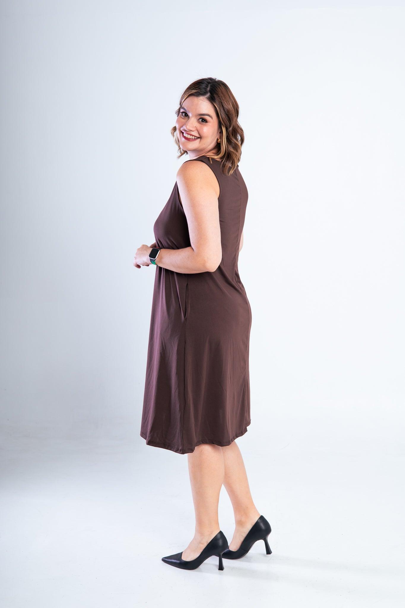 Vestido Sofia - Malha Confort Regata Midi - Bazar Online