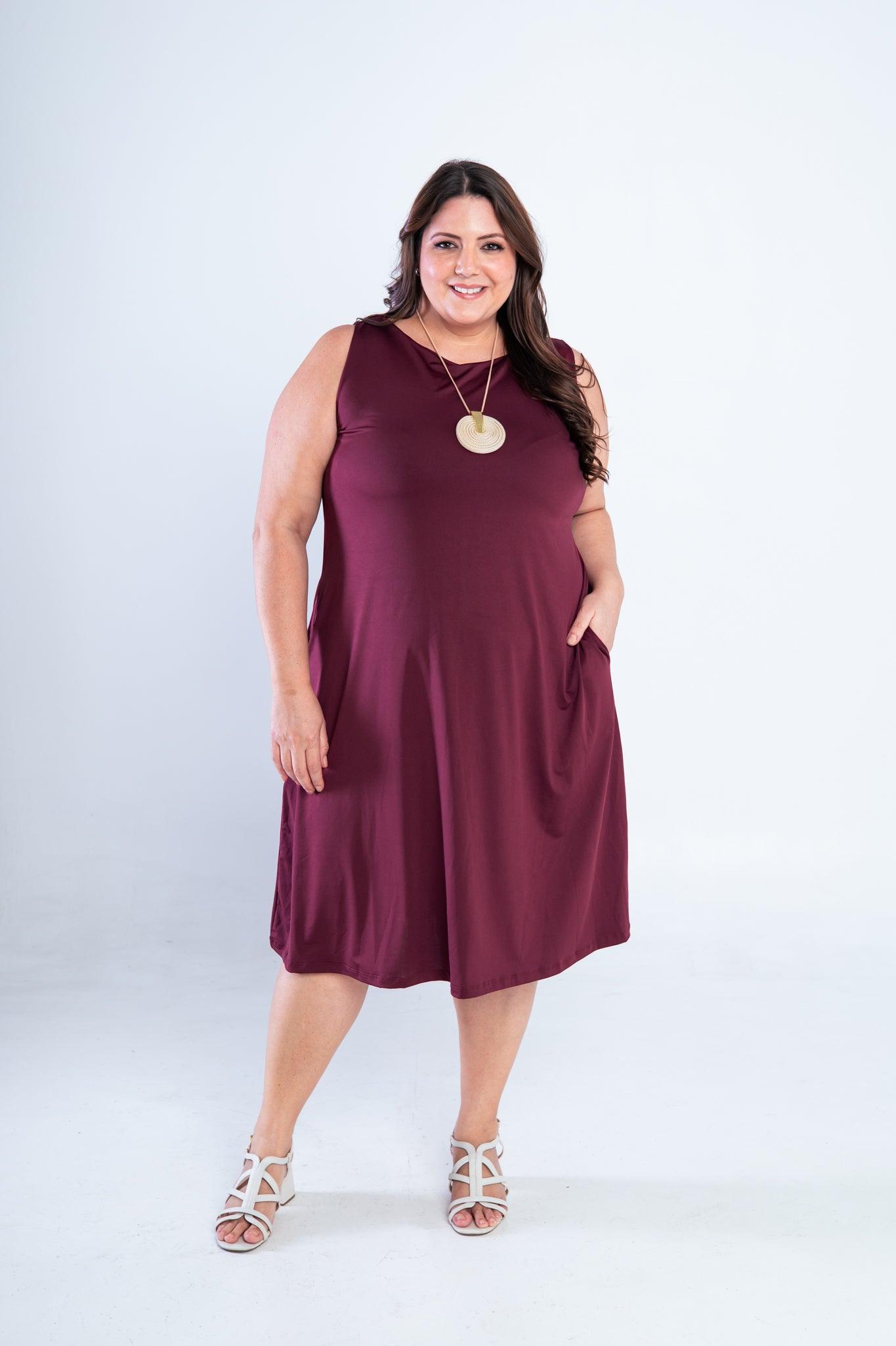 Vestido Sofia - Malha Confort Regata Midi - Bazar Online