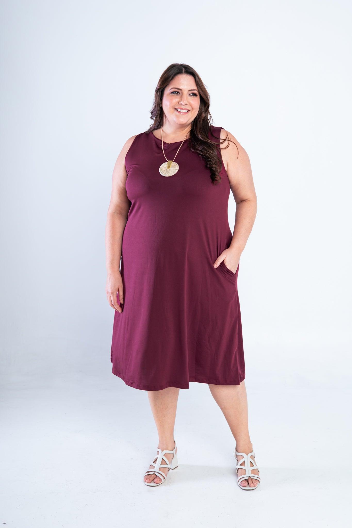 Vestido Sofia - Malha Confort Regata Midi - Bazar Online