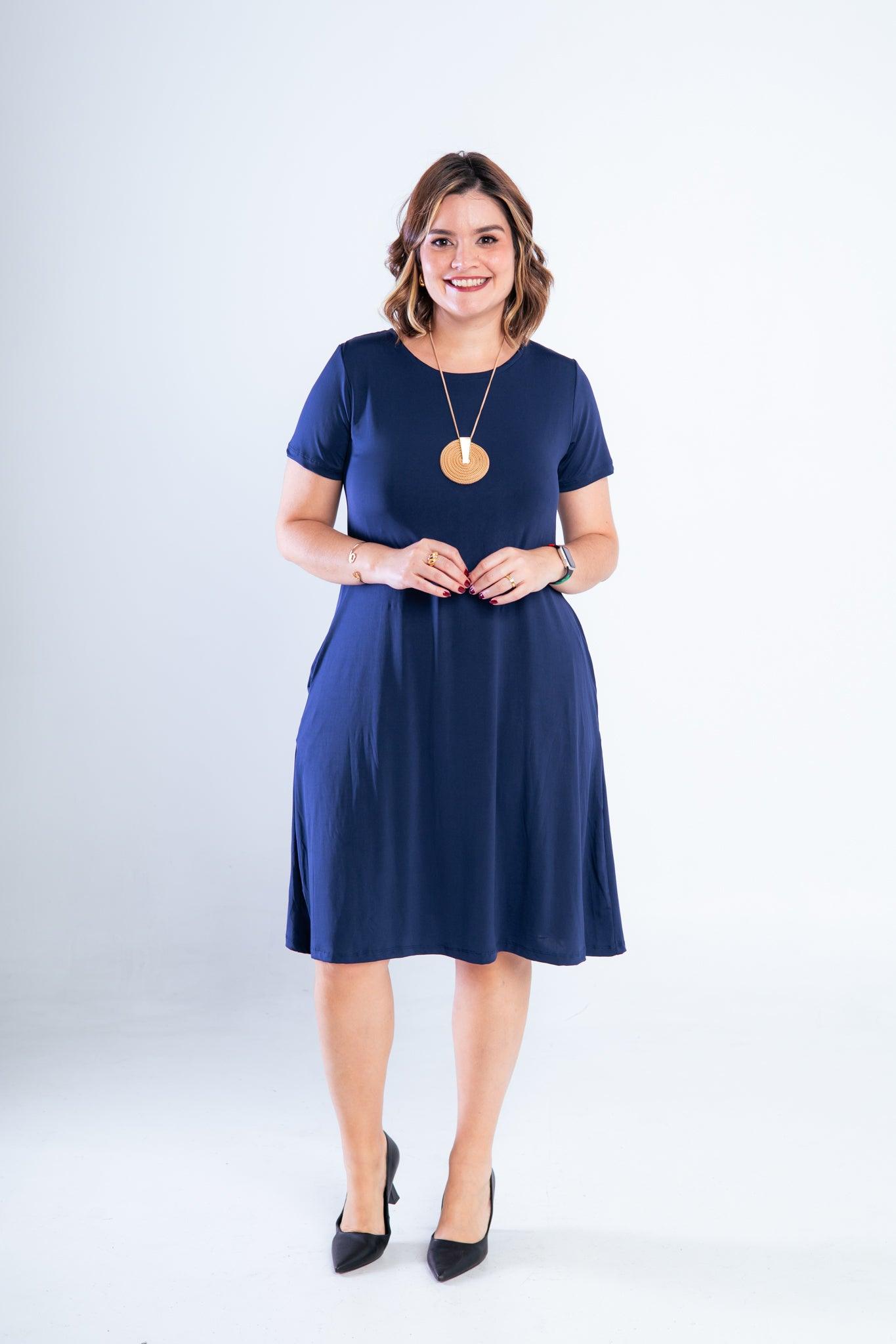 Vestido Sara - Malha Confort Midi com Manga - Bazar Online