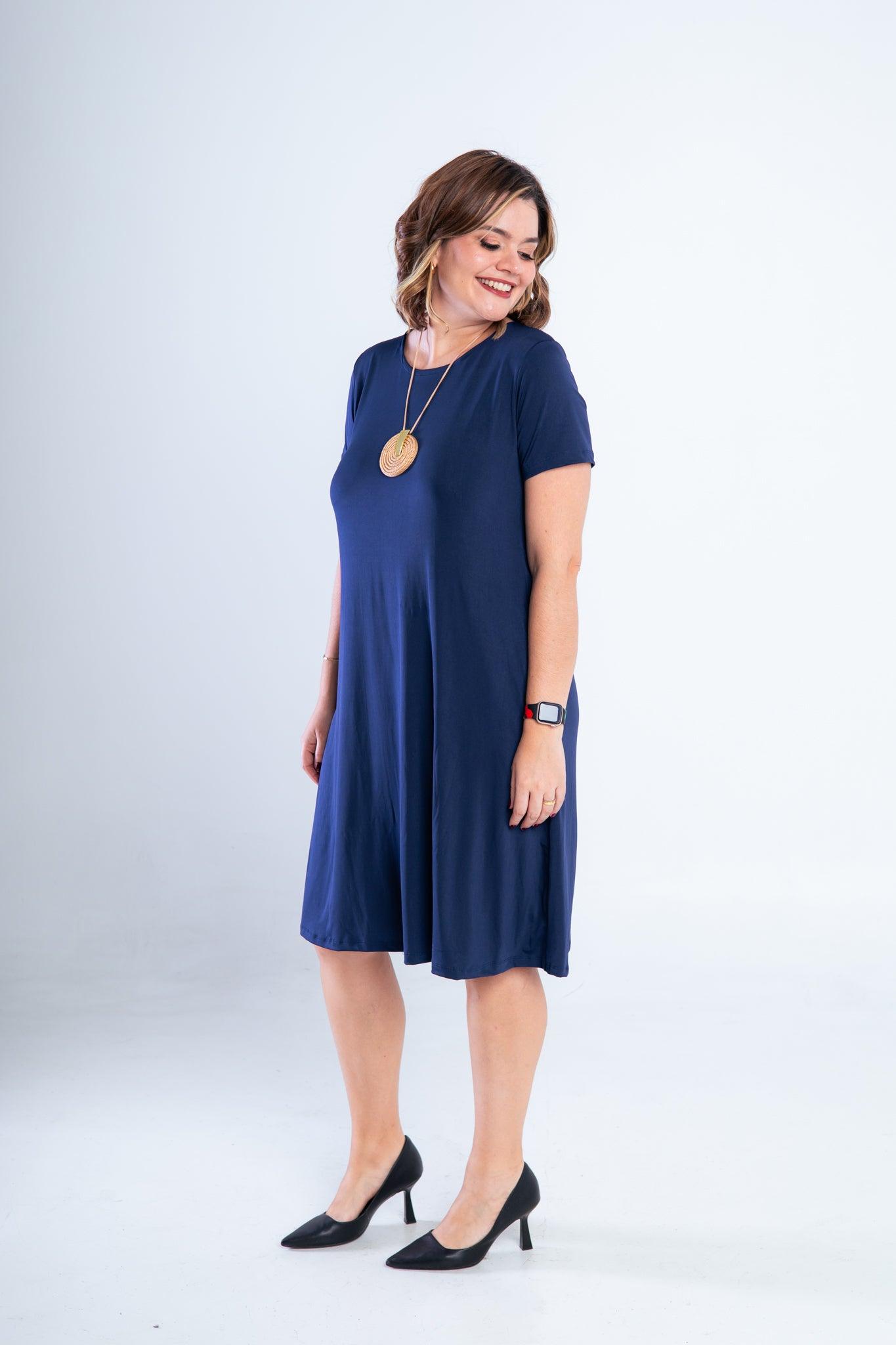 Vestido Sara - Malha Confort Midi com Manga - Bazar Online