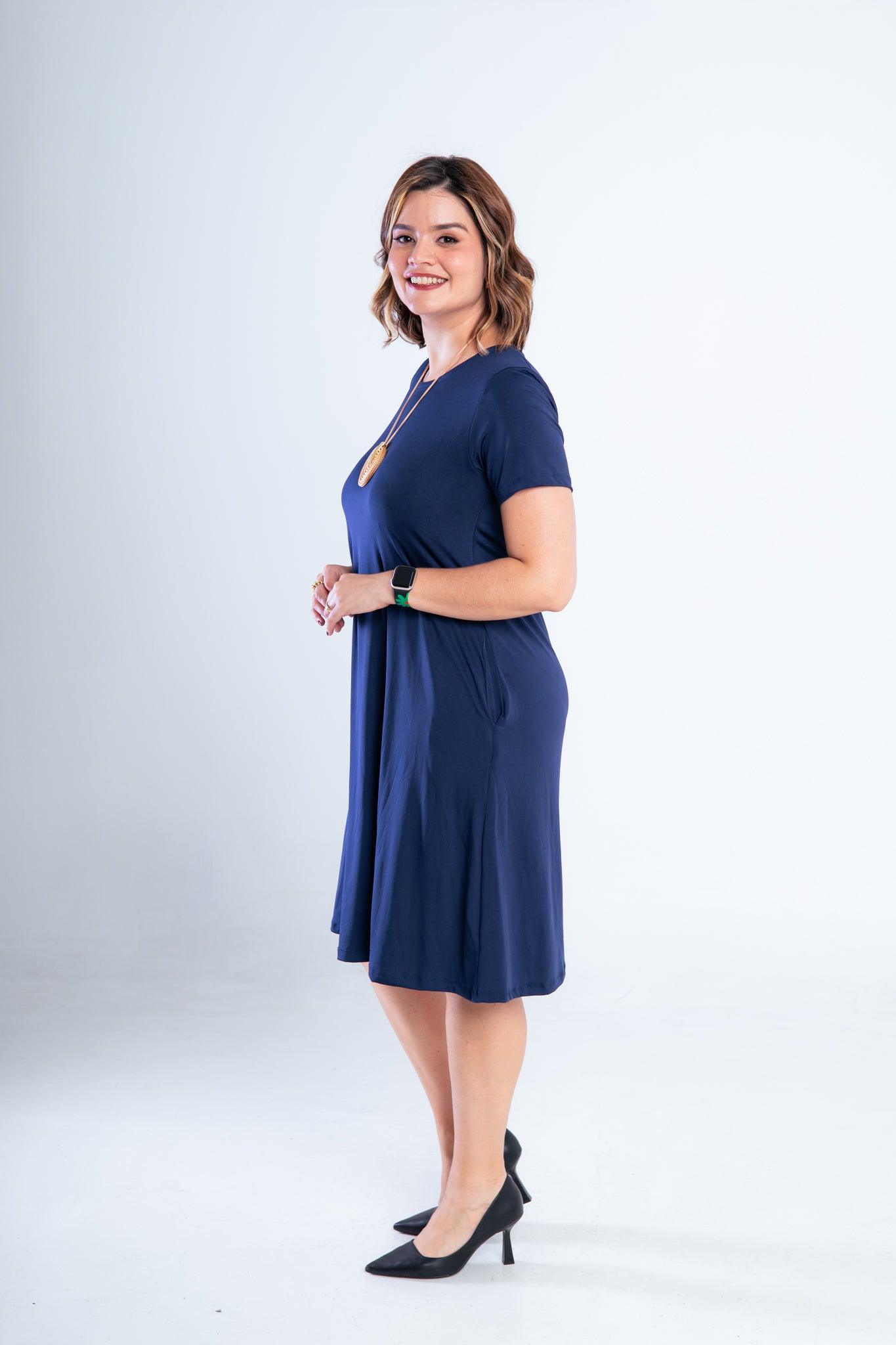 Vestido Sara - Malha Confort Midi com Manga - Bazar Online