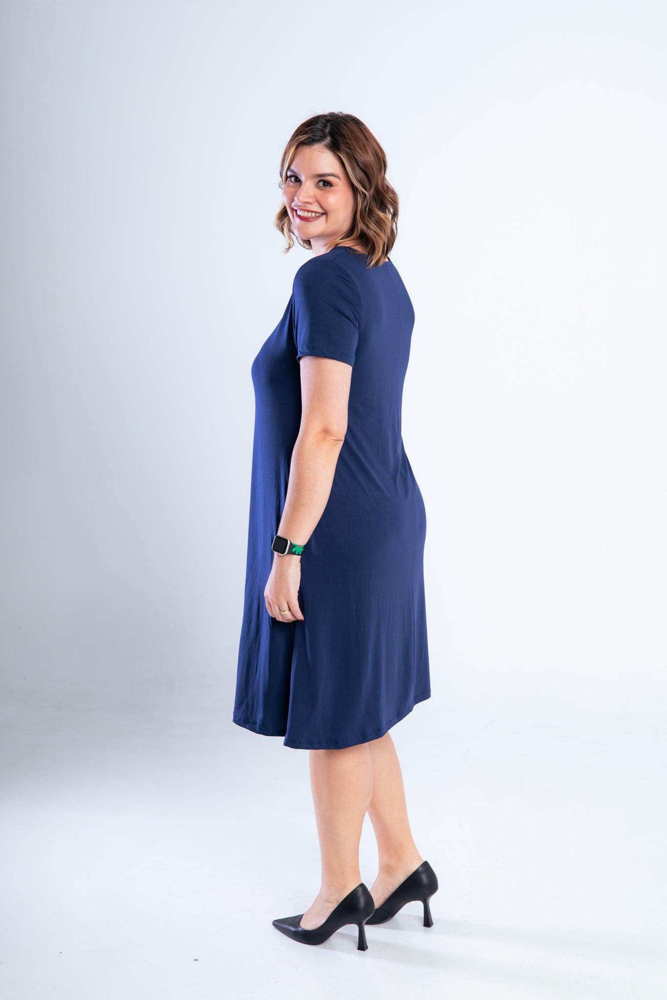 Vestido Sara - Malha Confort Midi com Manga - Bazar Online